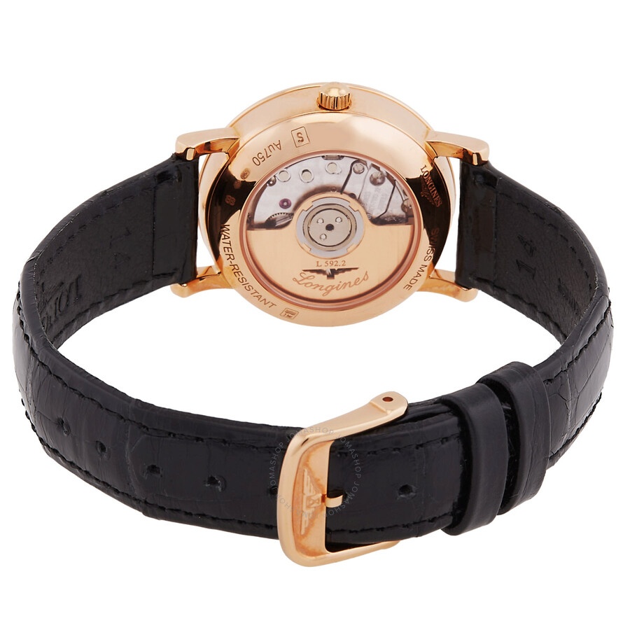Longines The Longines Elegant Collection White Dial Black Leather Automatic Ladies Watch L4.378.8.12 - 3