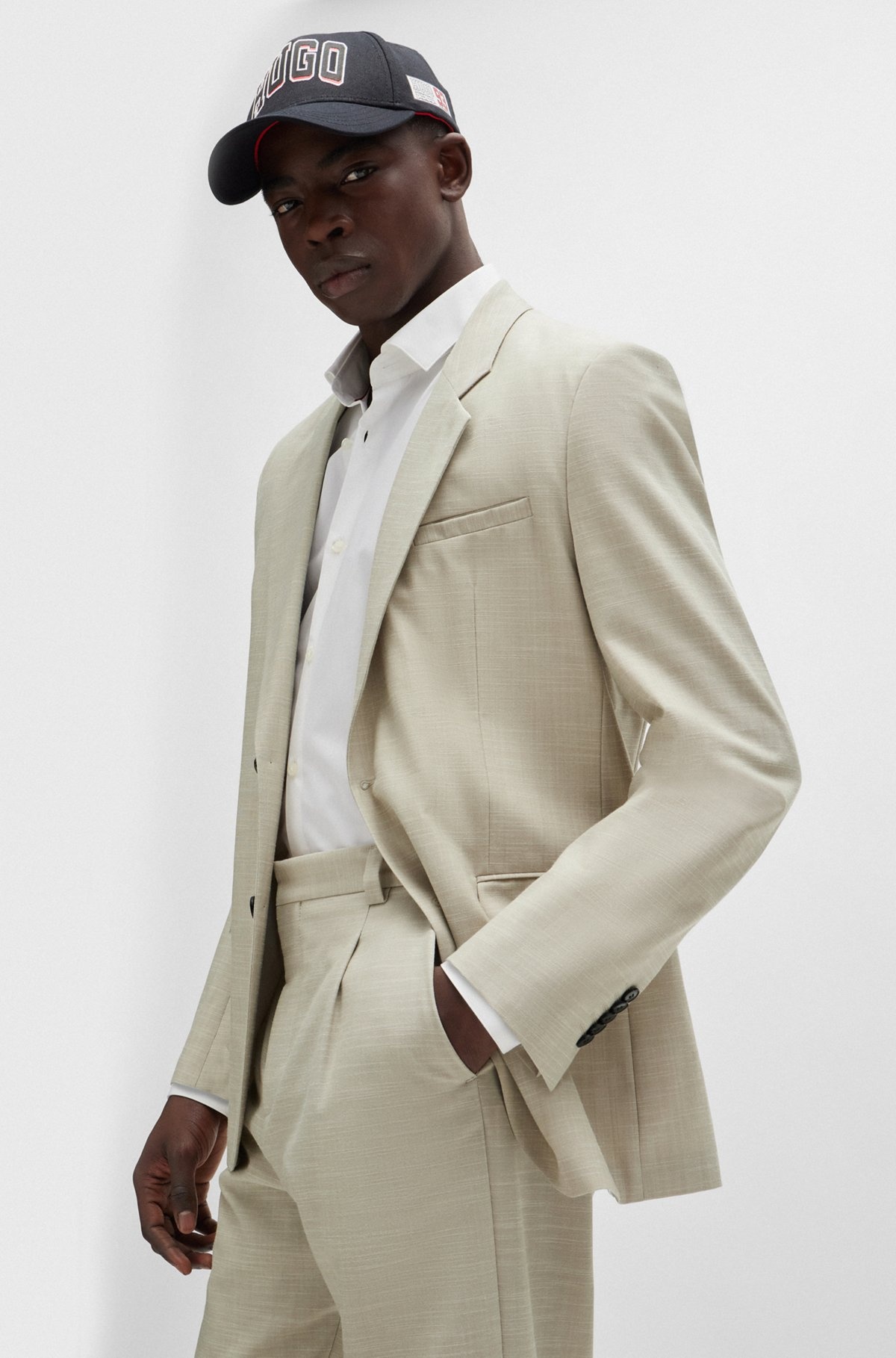 REGULAR-FIT SUIT IN PATTERNED LINEN-LOOK CLOTH - 2