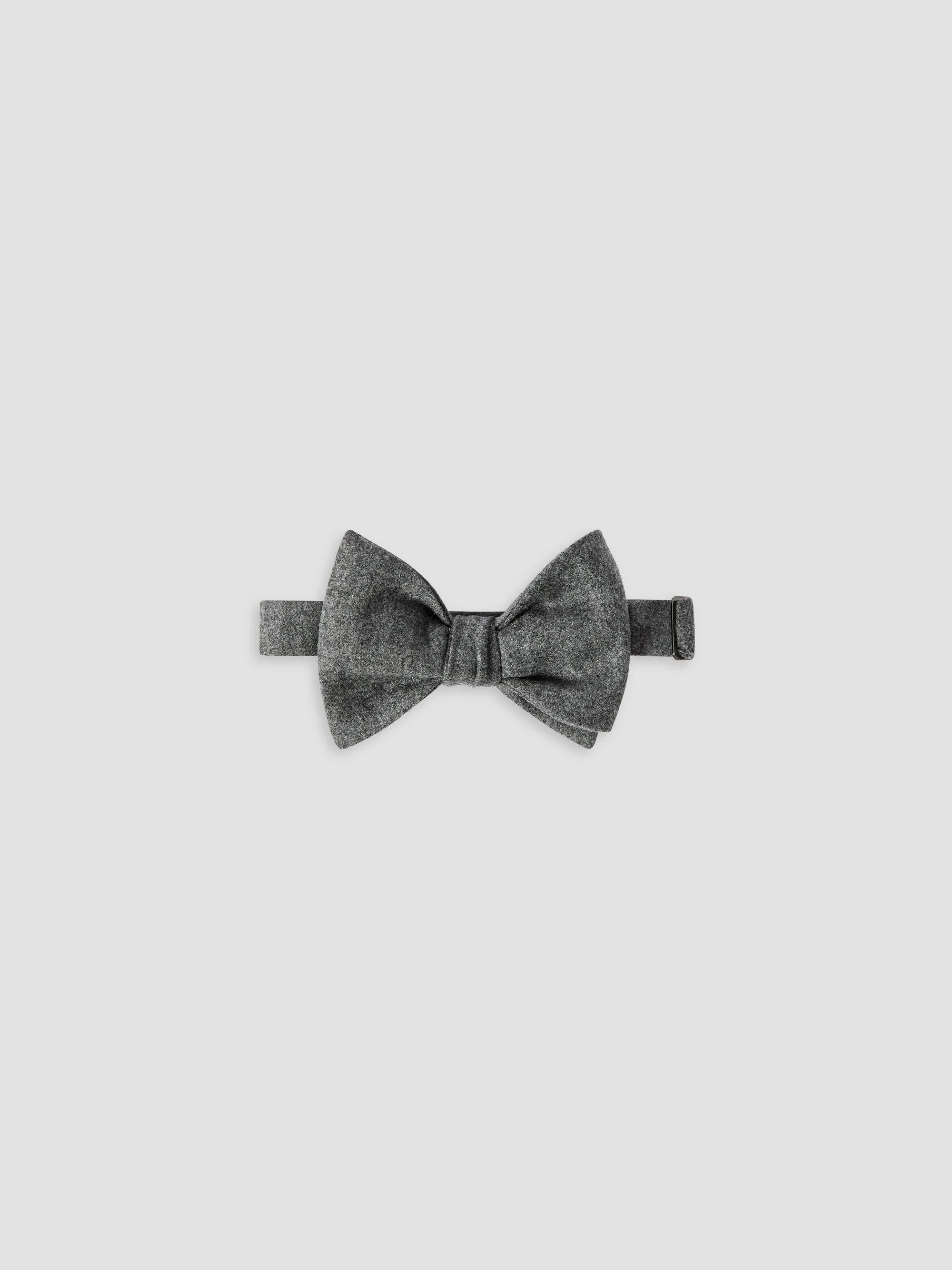 Men's Wool, Silk and Cashmere Lightweight Flannel Bow Tie - Dark Grey - 1