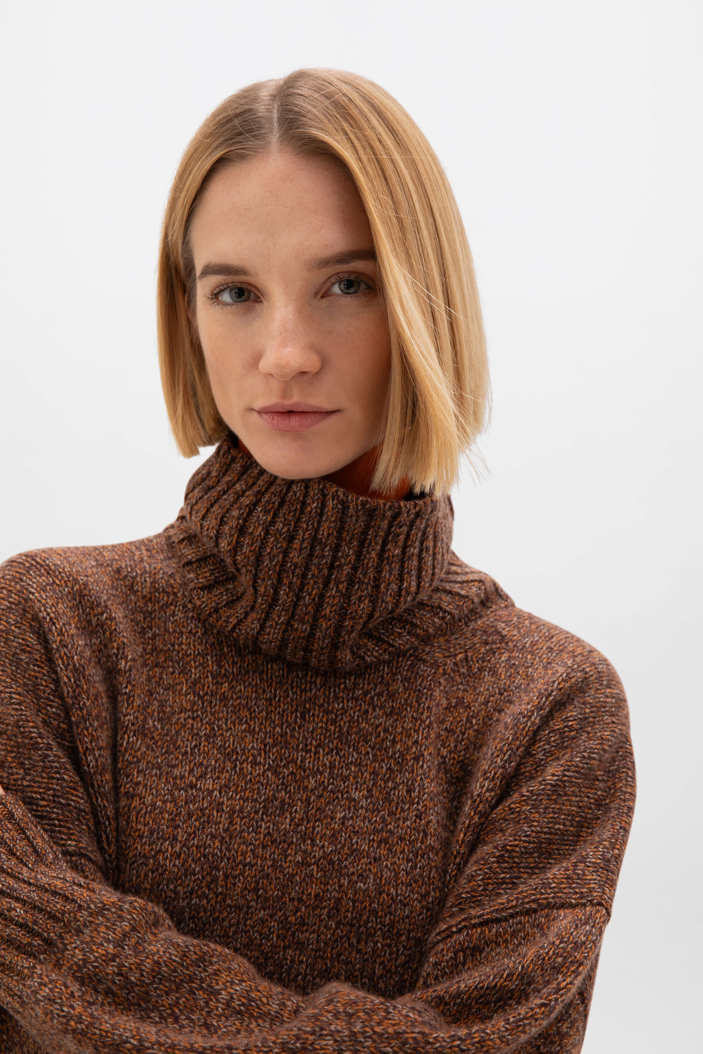 Slouchy Cashmere Marl Roll Neck - 2