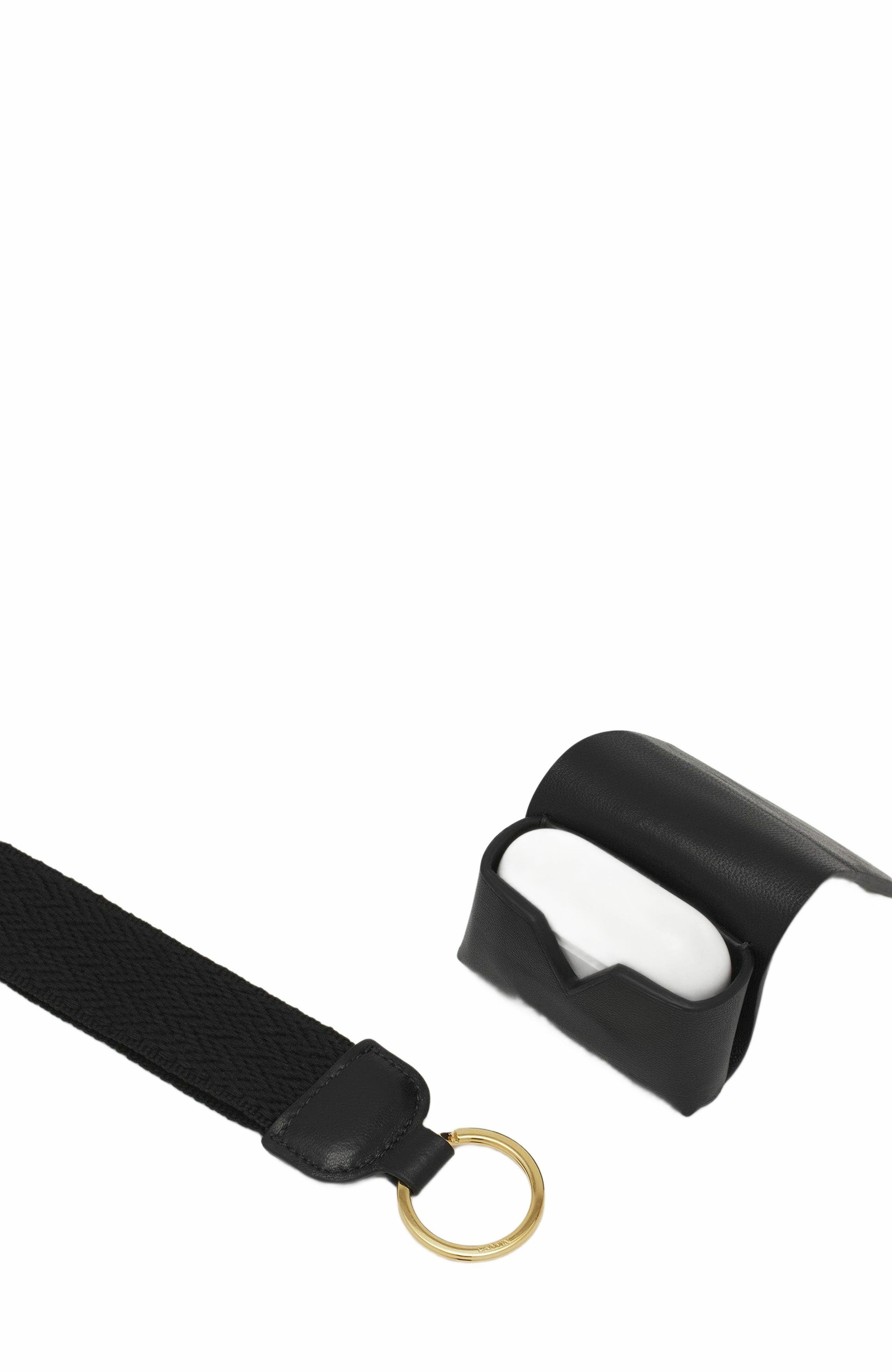 Lanvin Signature Leather Case For Airpods Pro in Black at Nordstrom - 4