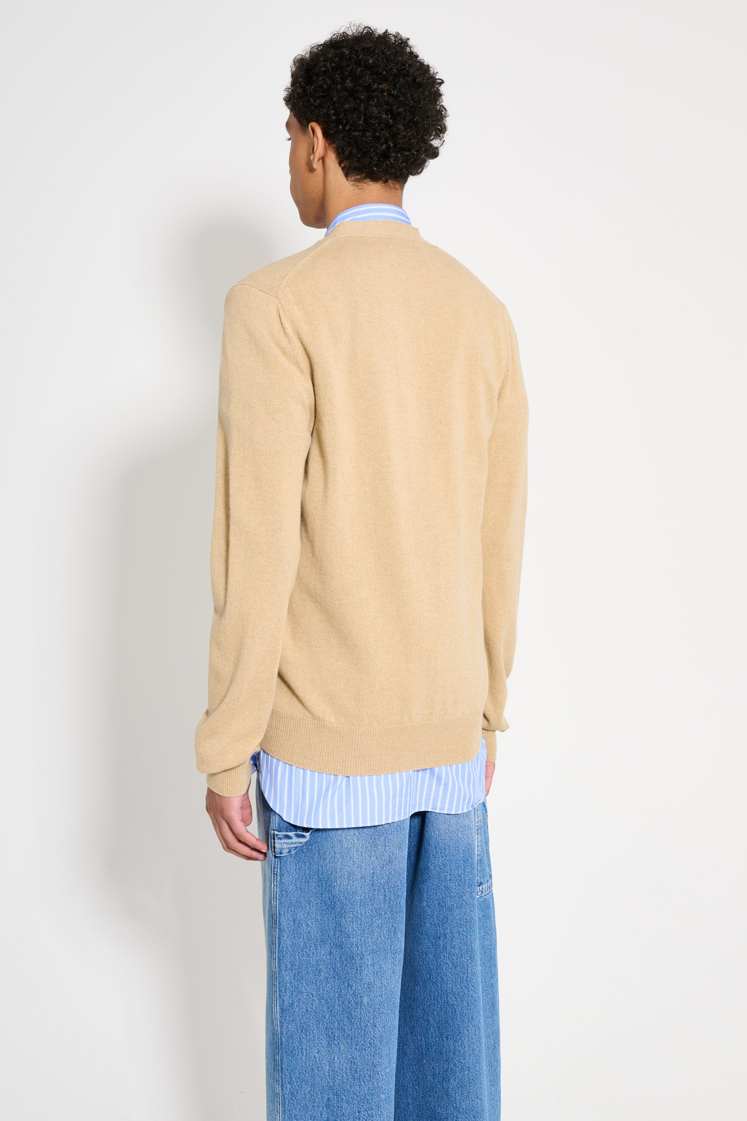 COMME DES GARÇONS PLAY X INVADER CARDIGAN LIGHT CAMEL - 3