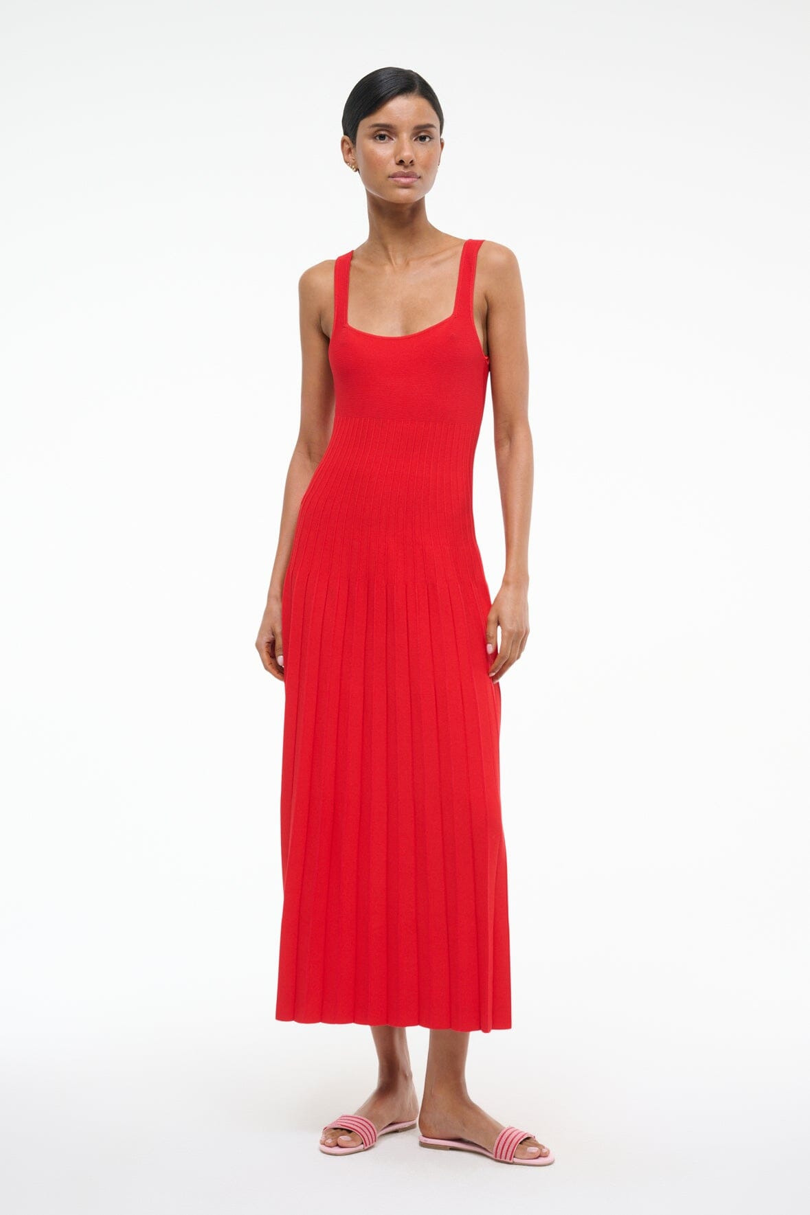 STAUD ELLISON DRESS RED ROSE - 6