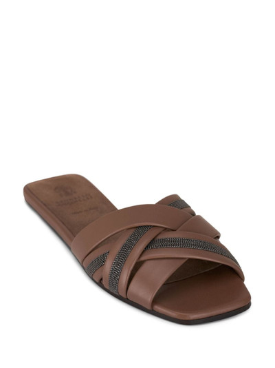 Brunello Cucinelli Monili-detail interwoven leather sandals outlook