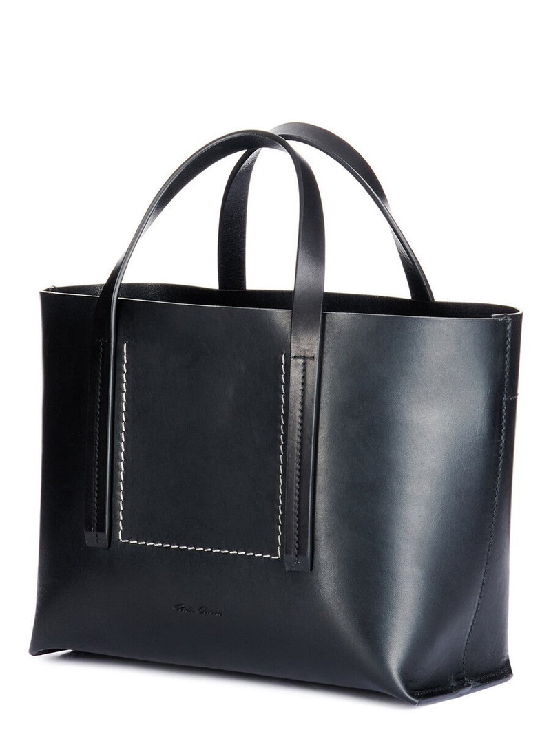 Rick Owens topstitch leather tote bag outlook