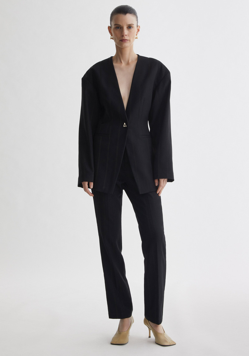 SOMERSET Collarless waisted blazer 4