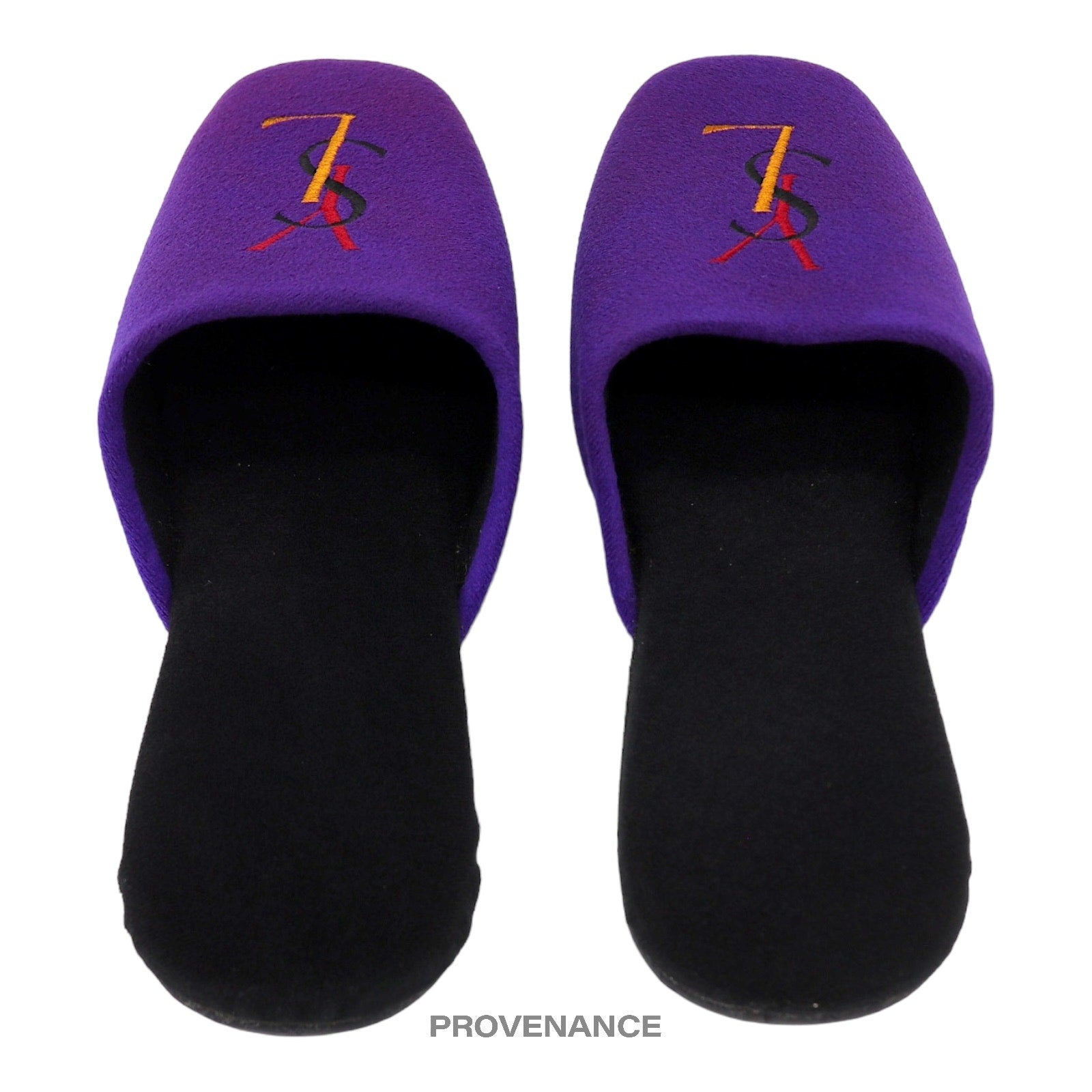 Yves Saint Laurent YSL Logo Slipper - Purple Velour - 4