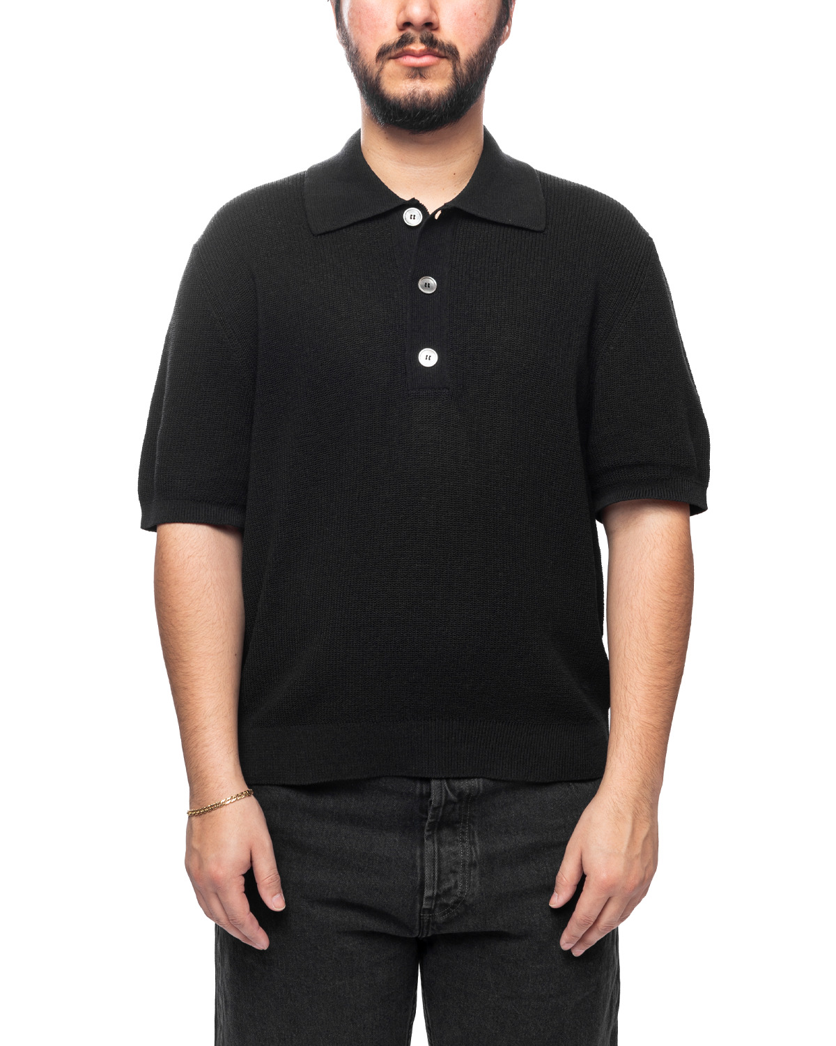 Our Legacy Traditional Polo Shadow Black Crispy Cotton 
