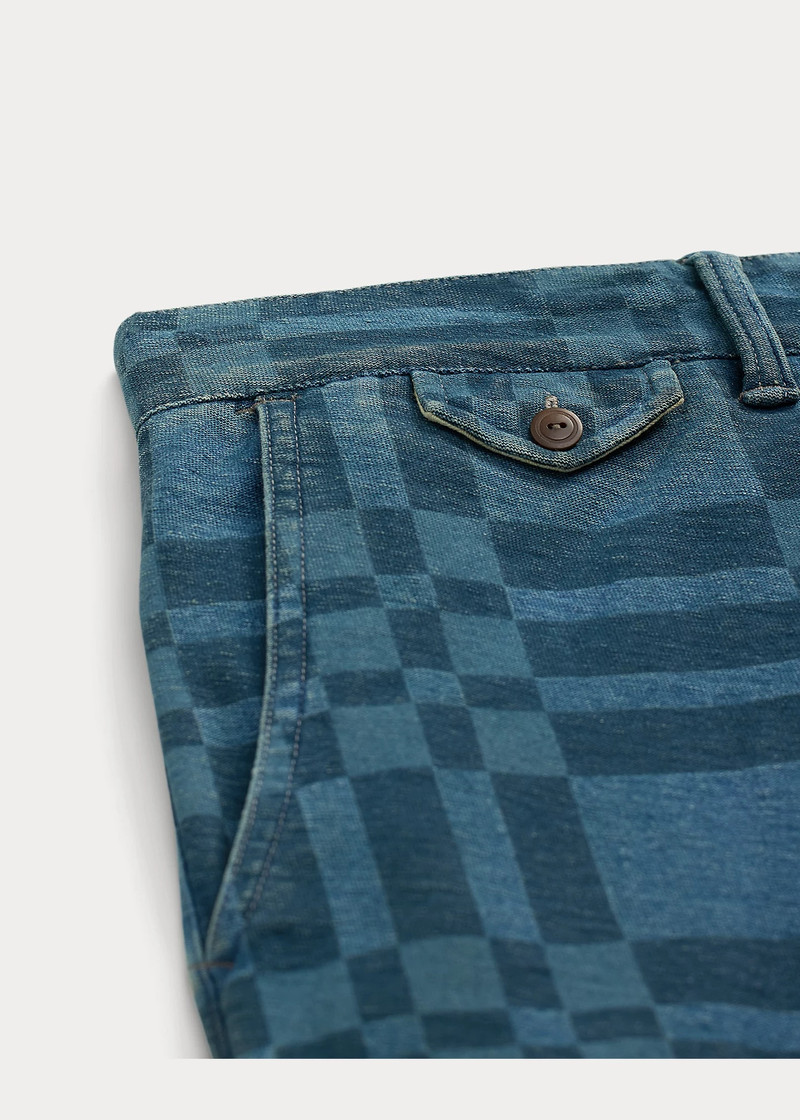 Indigo Plaid-Print Jersey Short 4