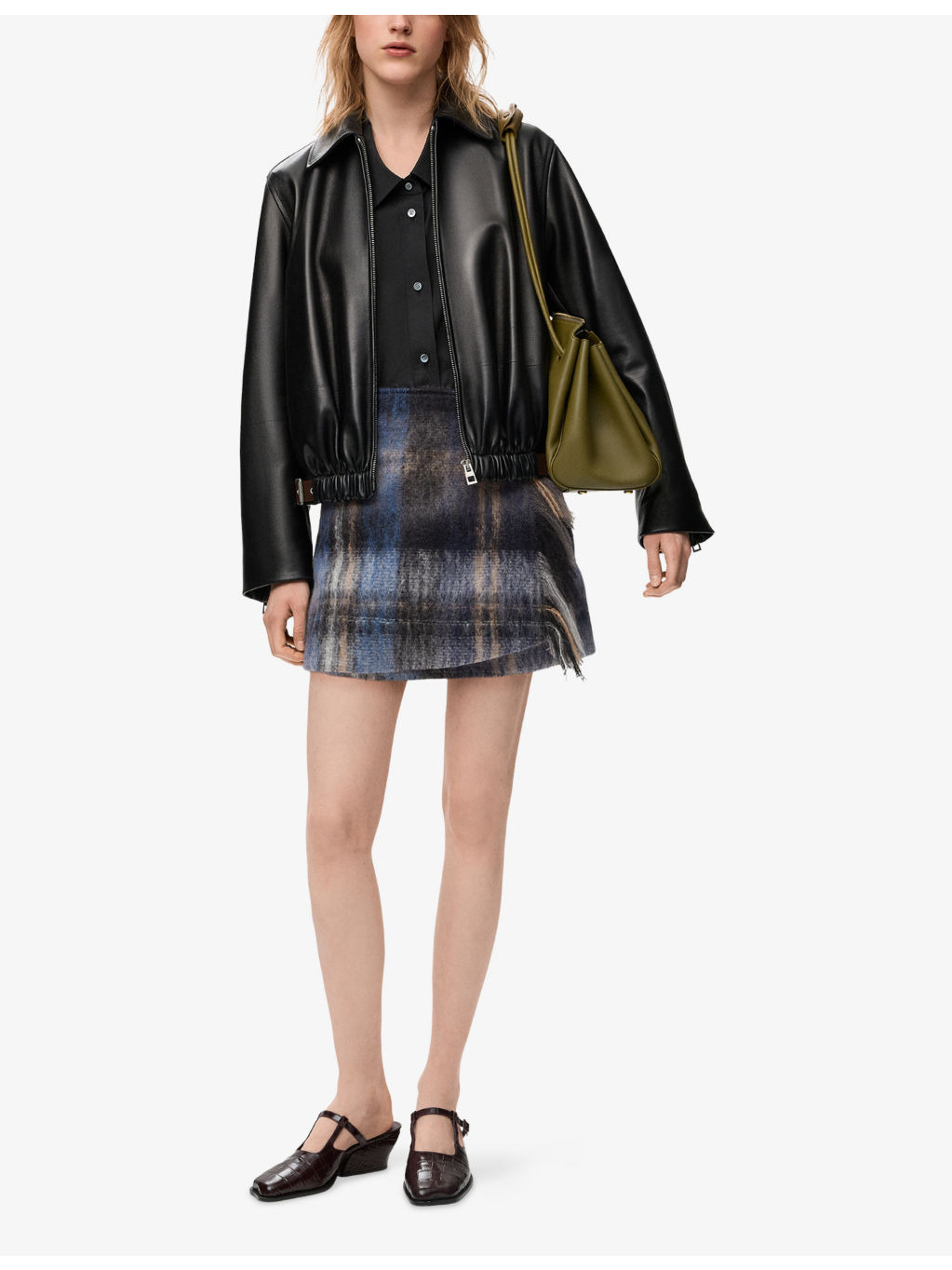 Check Brushed Wool-Blend Mini Skirt - 2
