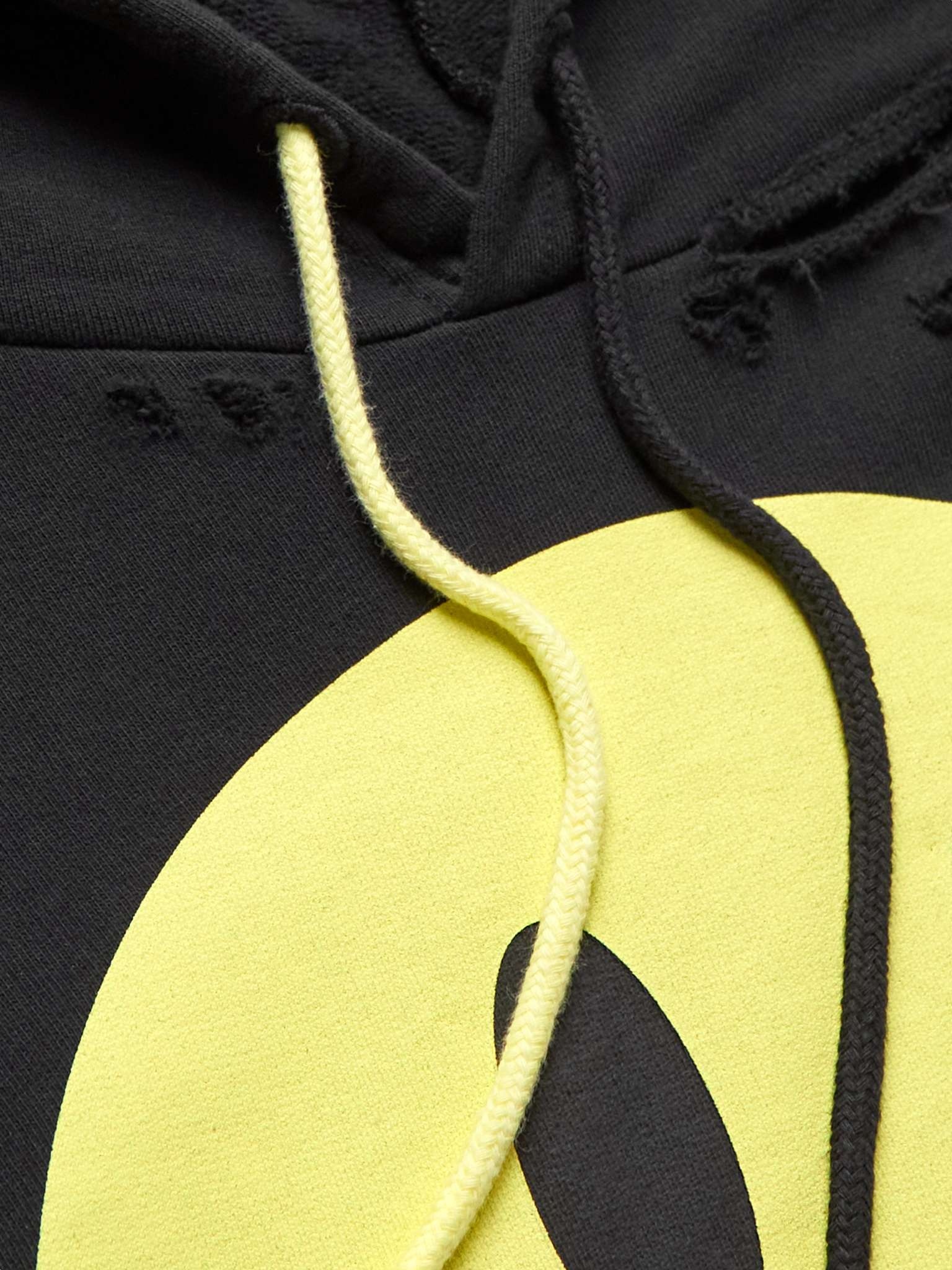 + Smiley Oversized Logo-Print Distressed Cotton-Jersey Hoodie - 5