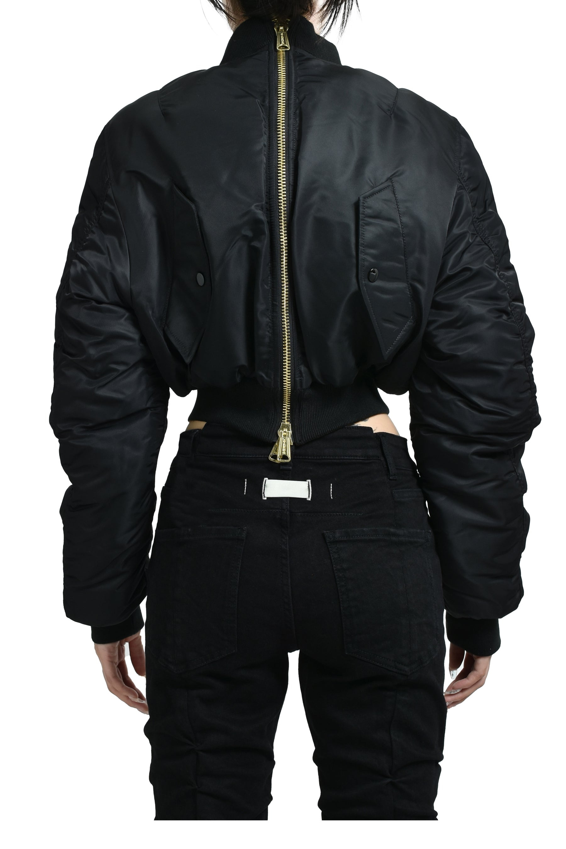 FITTED DOUBLE ZIP BOMBER JACKET / BLK - 2