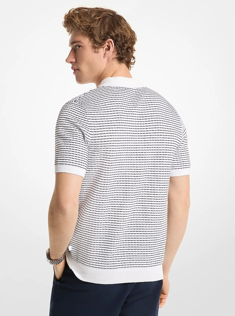 MICHAEL KORS Textured Striped Cotton Polo Shirt outlook