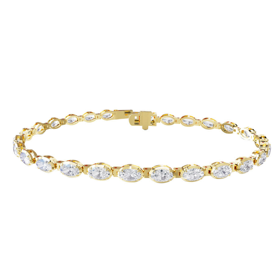 Diamond2Deal - Diamond2Deal 18k Vermeil Plated Silver 4.8 ct Oval Cut Lab Grown Diamond Tennis Bracelet 7" VVS-VS,  - 1