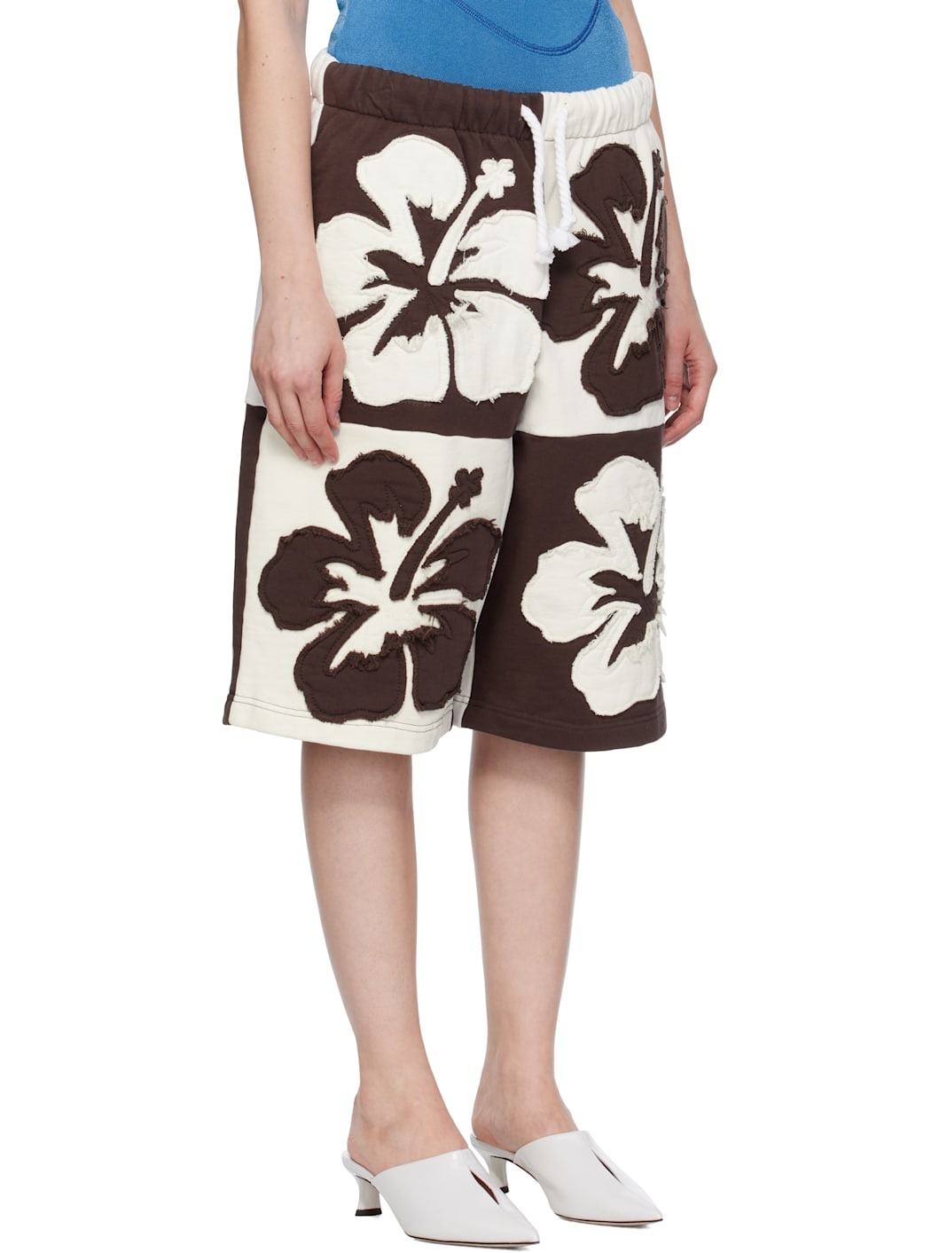 Brown & Off-White Flower Shorts - 2