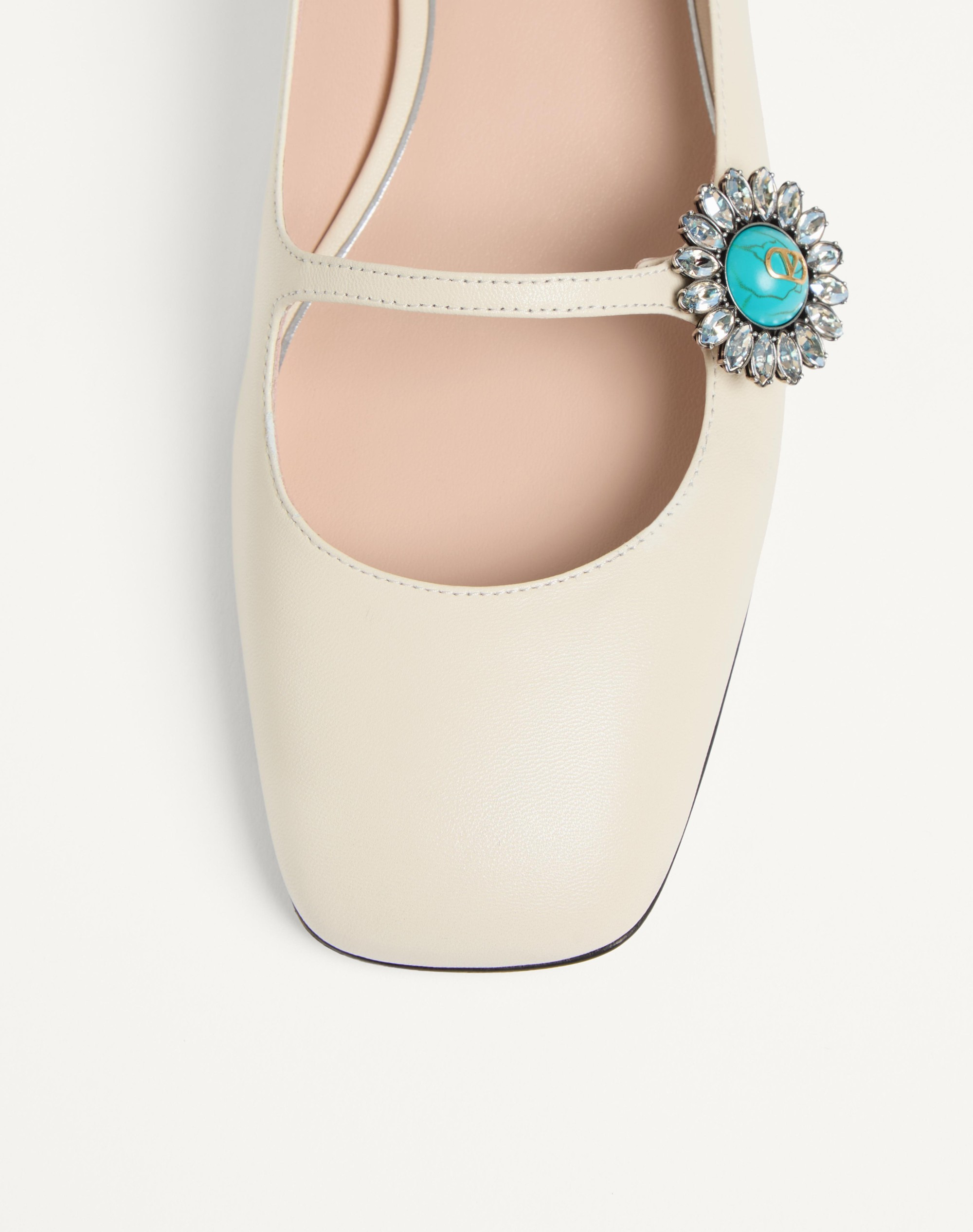 MARY-JANE PRESHOES BALLERINA IN KIDSKIN WITH JEWEL BUTTON 20MM - 6