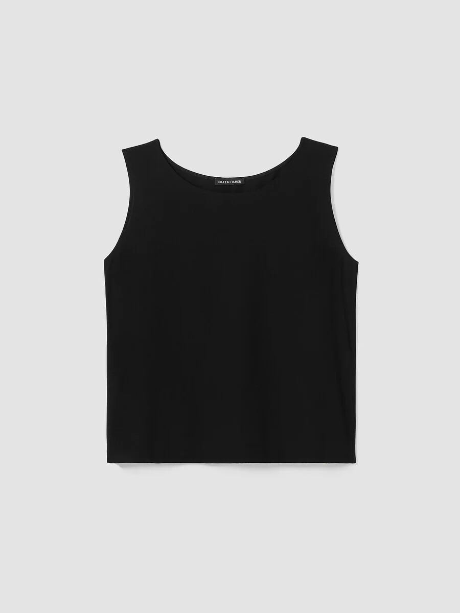 Silk Georgette Crepe Ballet Neck Tank - 1