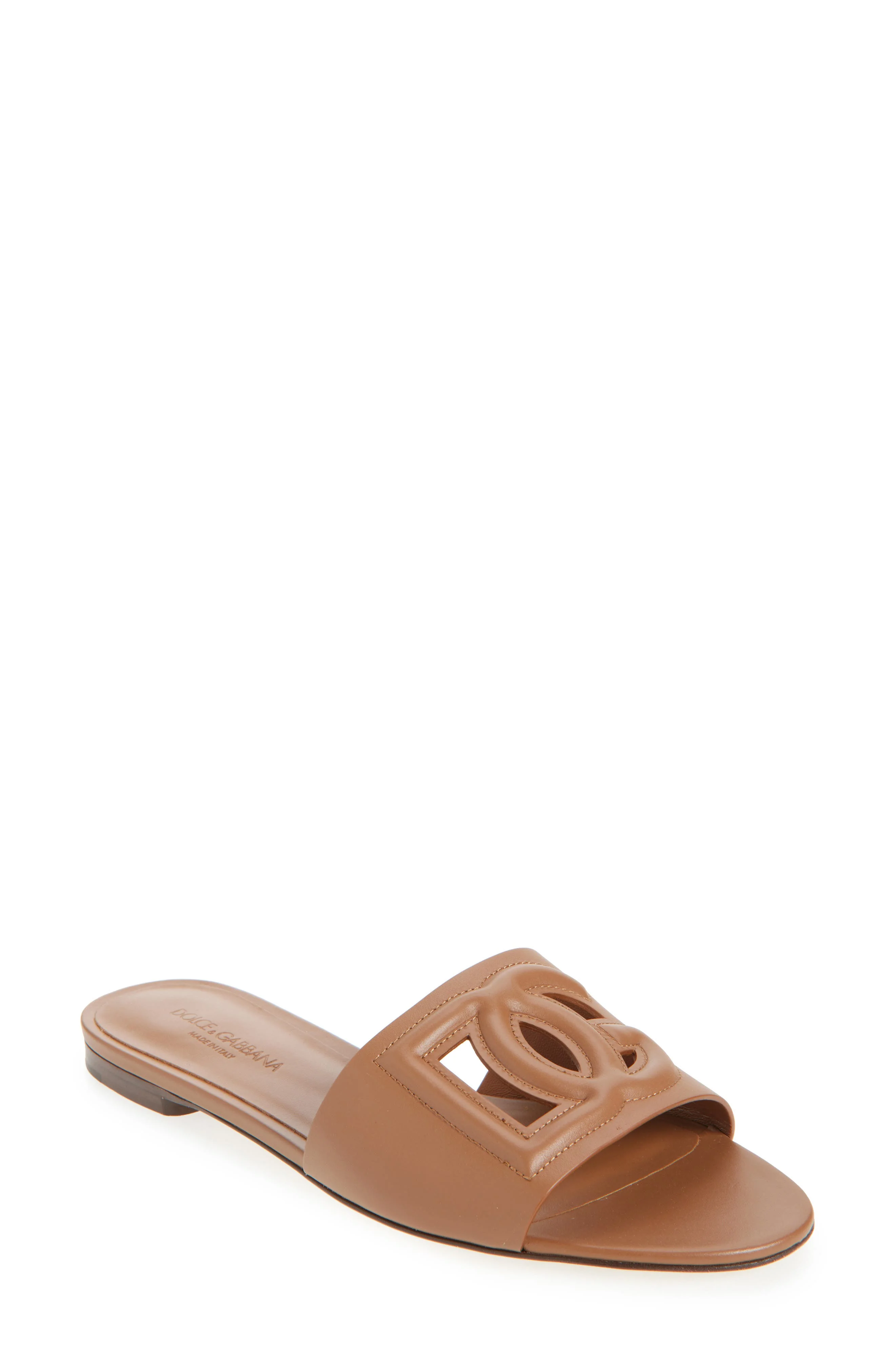 Dolce&Gabbana Bianca Interlock Slide Sandal in Light Brown at Nordstrom - 1