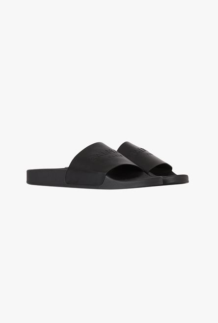 Black calfskin Calypso sandals with debossed tone-on-tone Balmain logo - 2