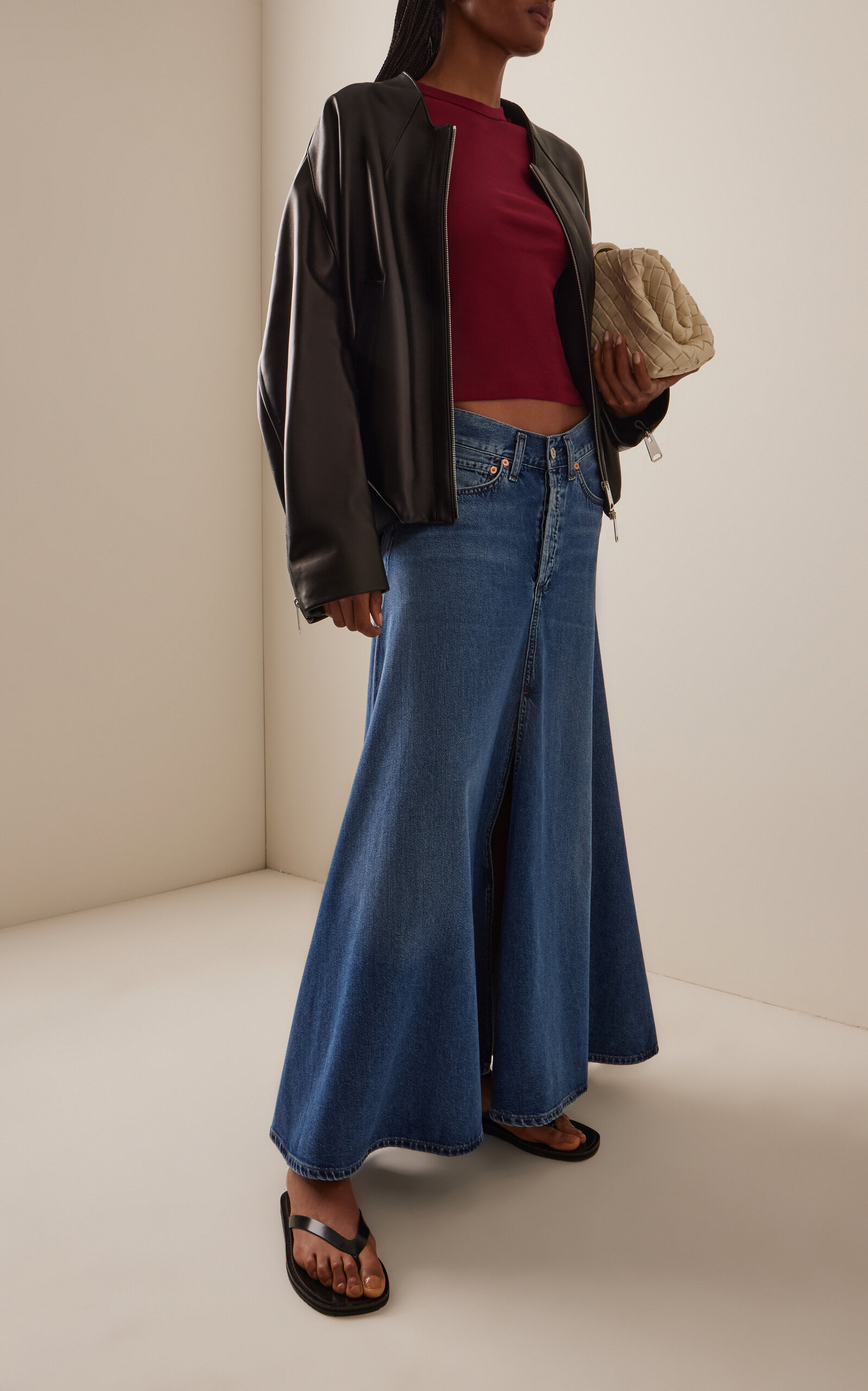 x Bloom Farm Exclusive Fluid Denim Maxi Skirt medium wash - 3