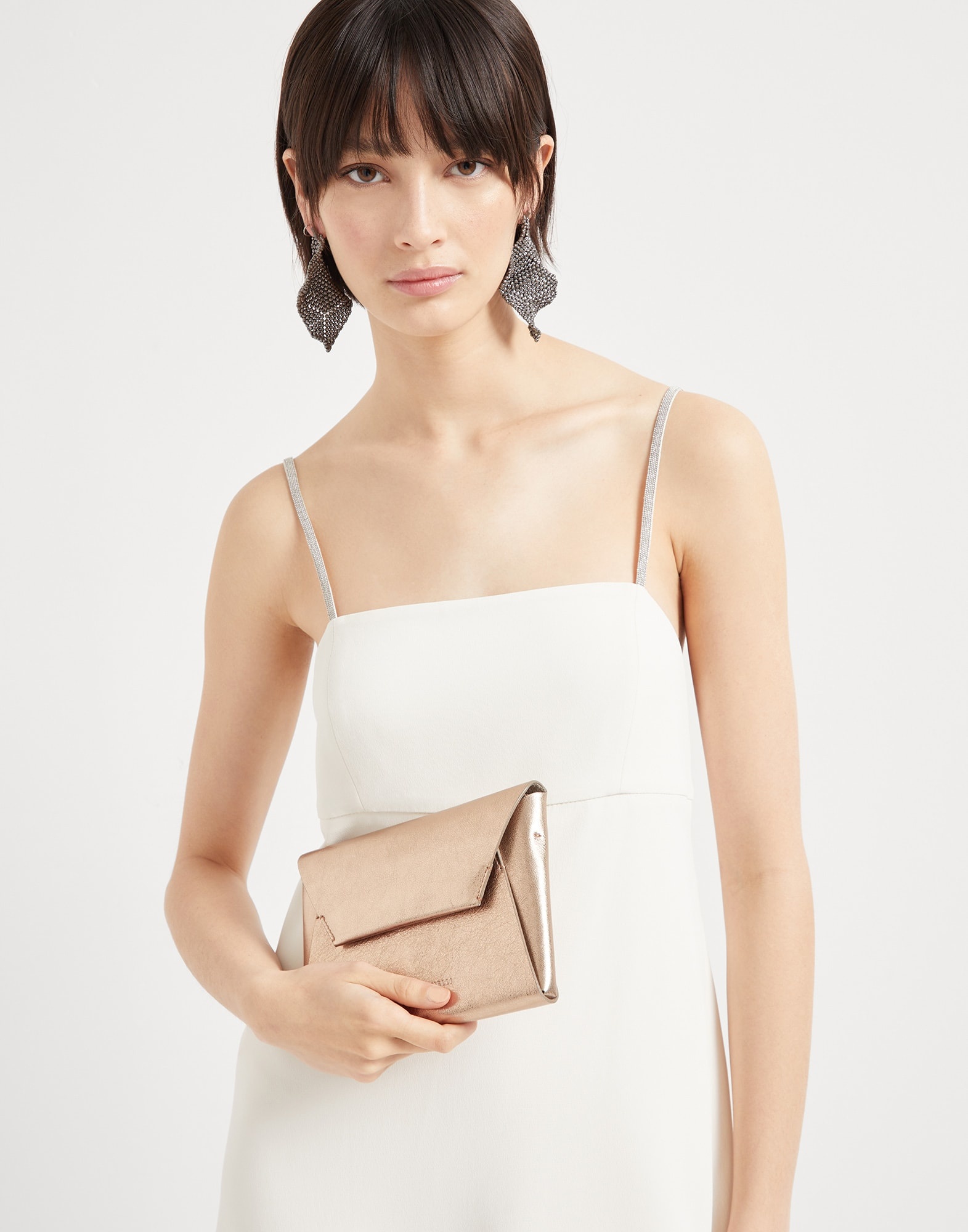 BC Duo pochette in lamé calfskin with precious chain - 4