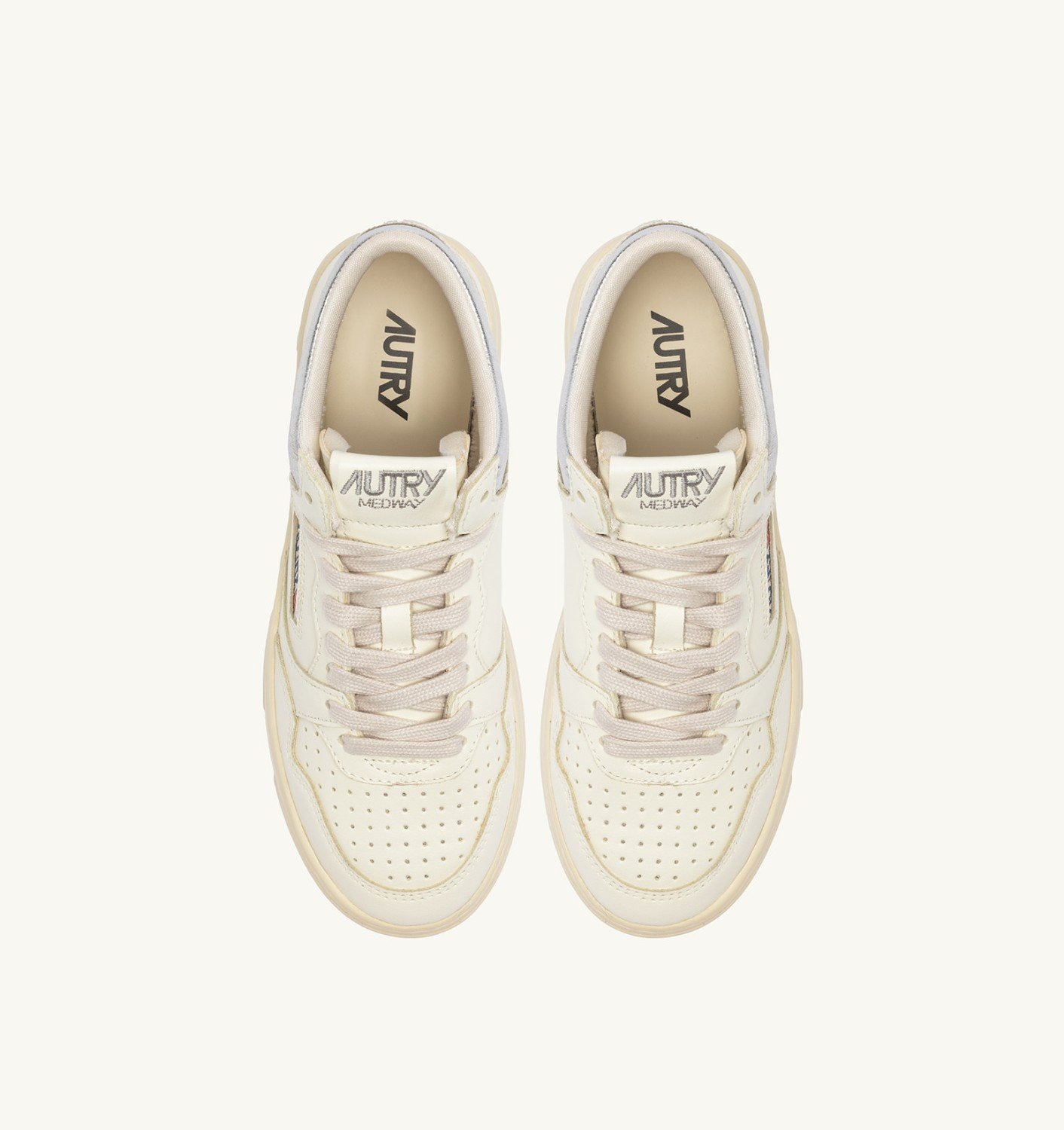 MED-WAY SNEAKERS IN LEATHER COLOR MARSHMALLOW AND SILVER - 6