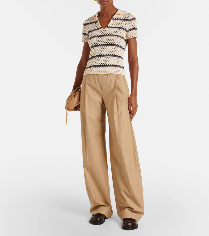 Vince Striped pointelle polo sweater outlook