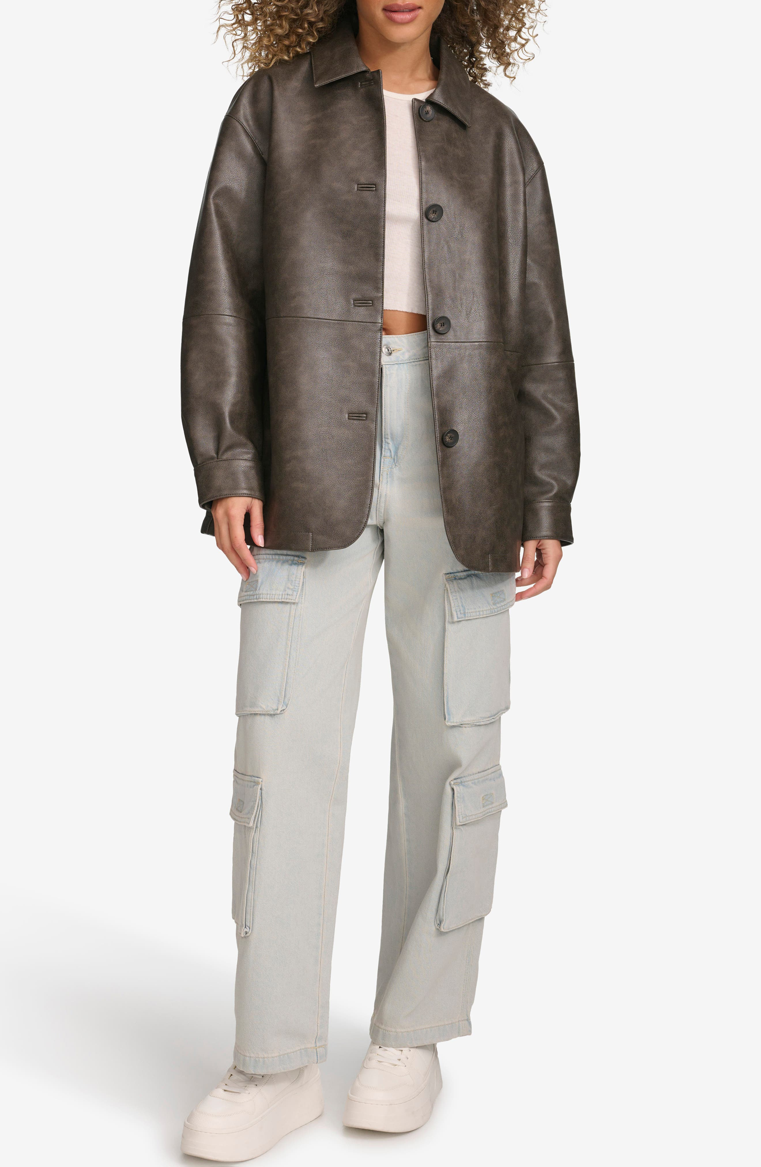 levi's Oversize Faux Leather Relaxed Jacket in Ash at Nordstrom - 5