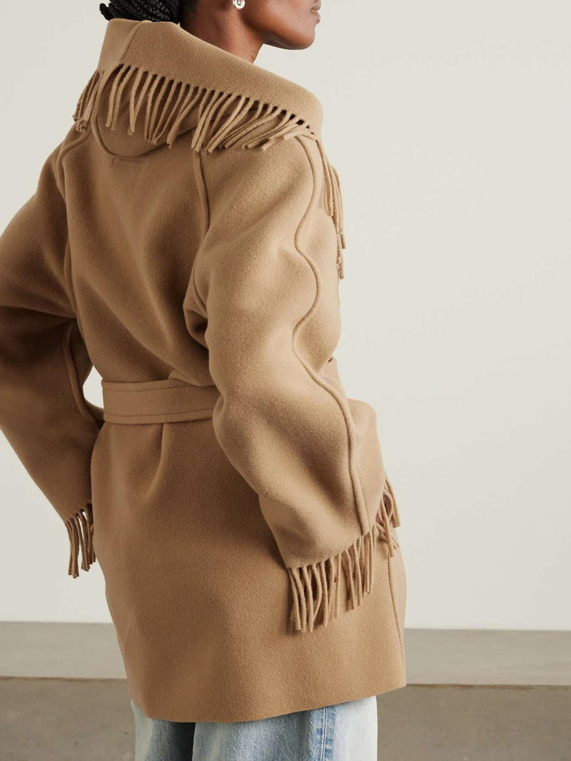 Belted fringed wool jacket 4