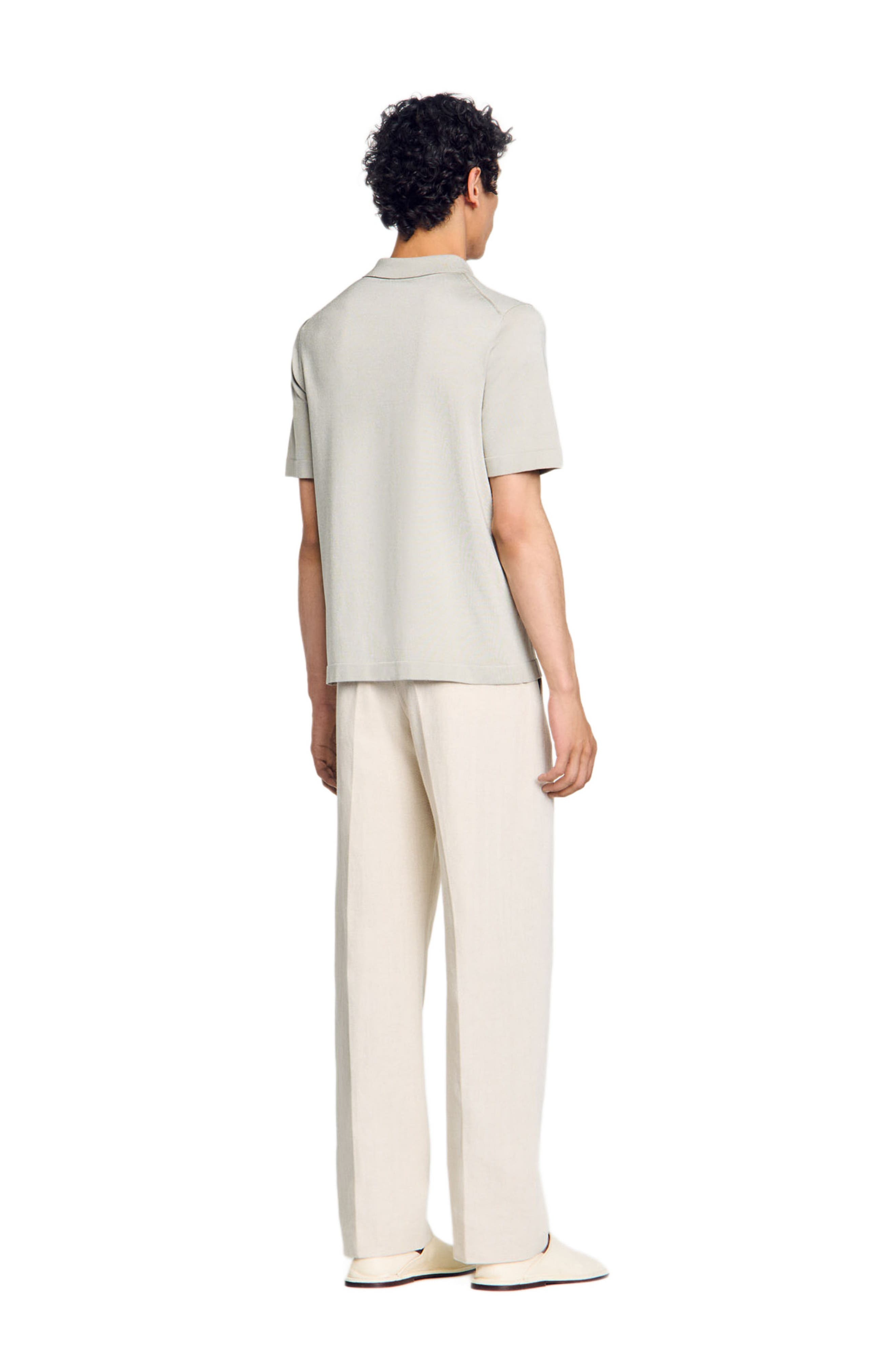 SANDRO Knitted polo shirt with zip collar in Steel at Nordstrom - 2