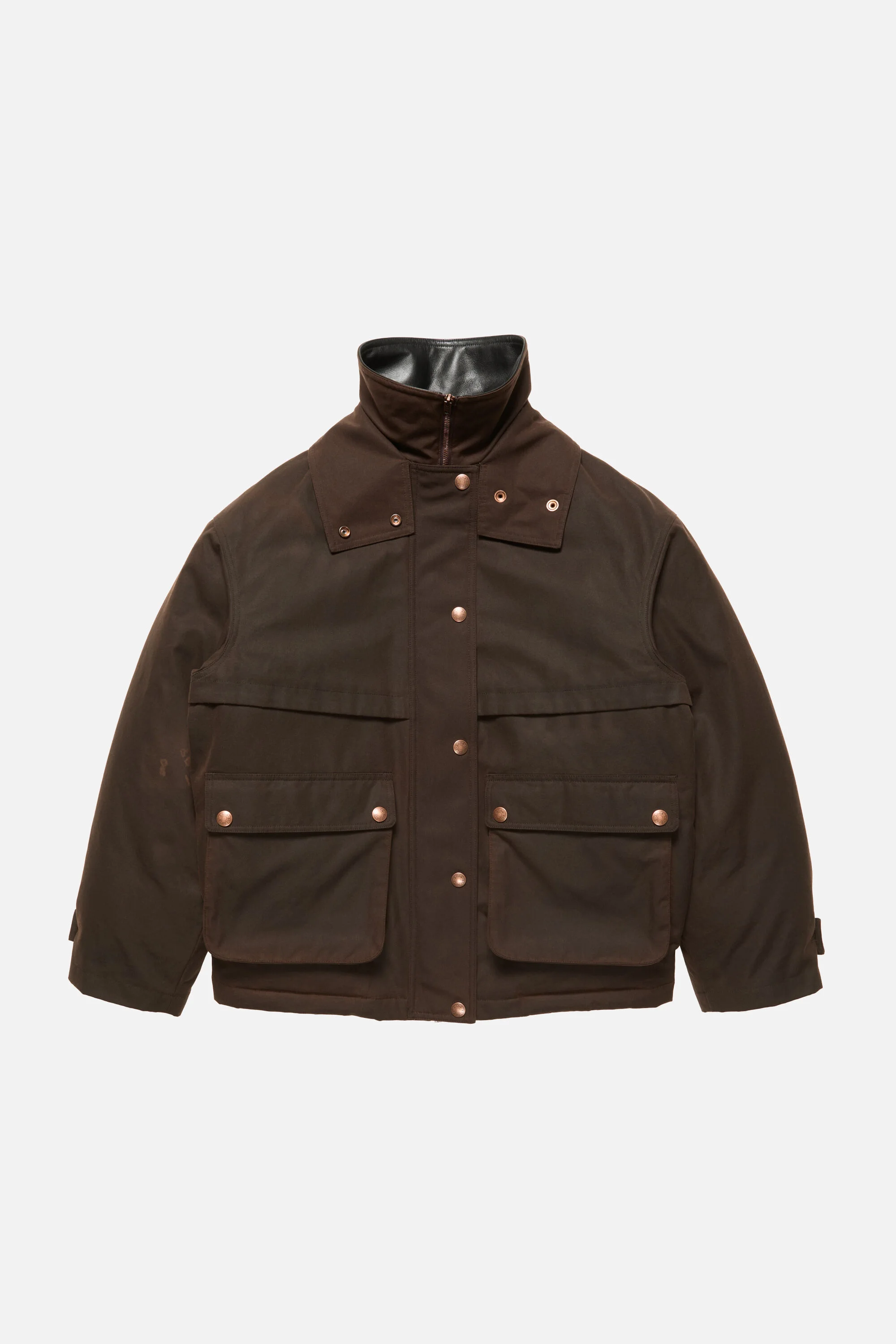Waxed canvas blouson jacket - Dark brown - 1