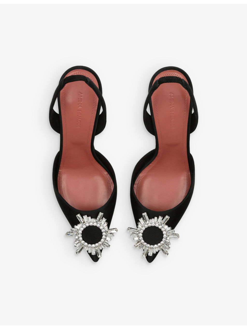 Begum crystal-embellished slingback satin courts - 2