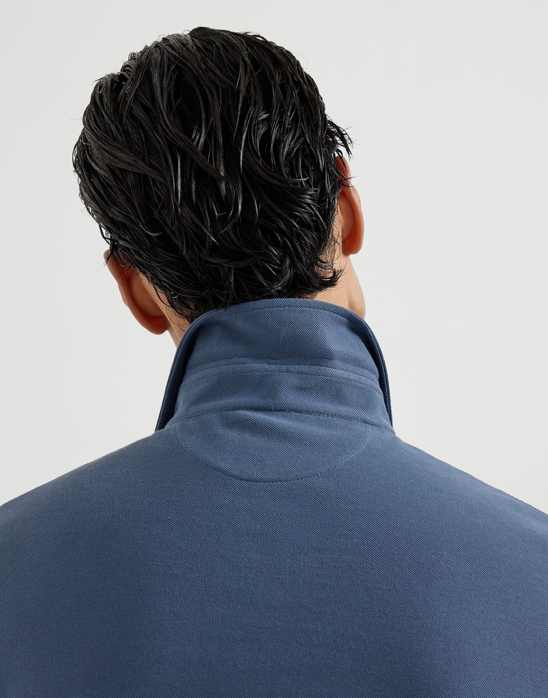 Cotton piqué shirt-style collar polo with faux-layering 4