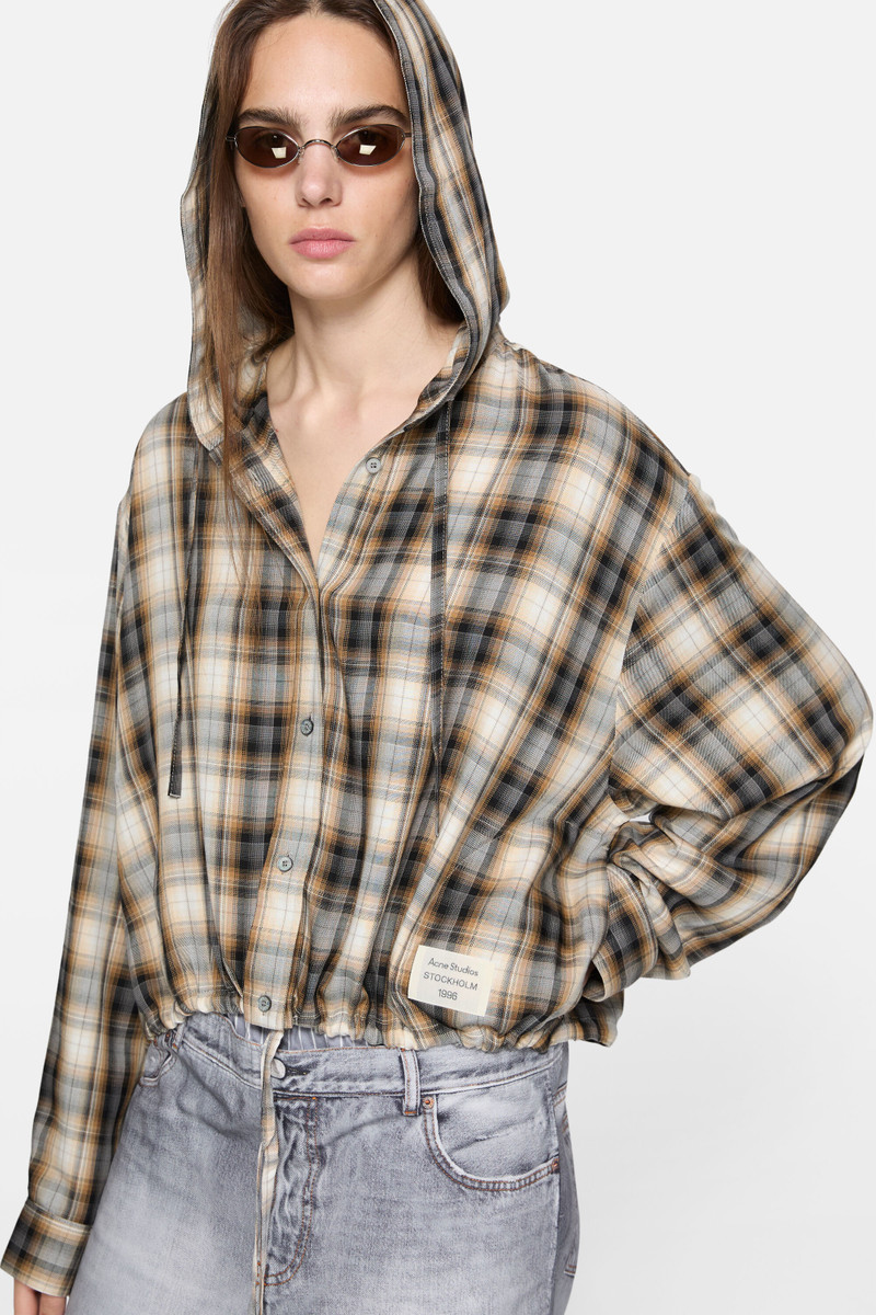Hooded overshirt - Beige/black 3