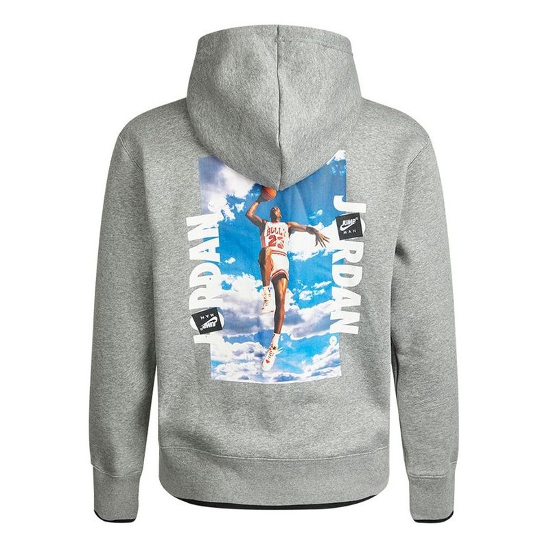 Jordan Air Jordan MENS Logo Print Fleeced Sports Hooded Jacket Grey CV2356-091 outlook