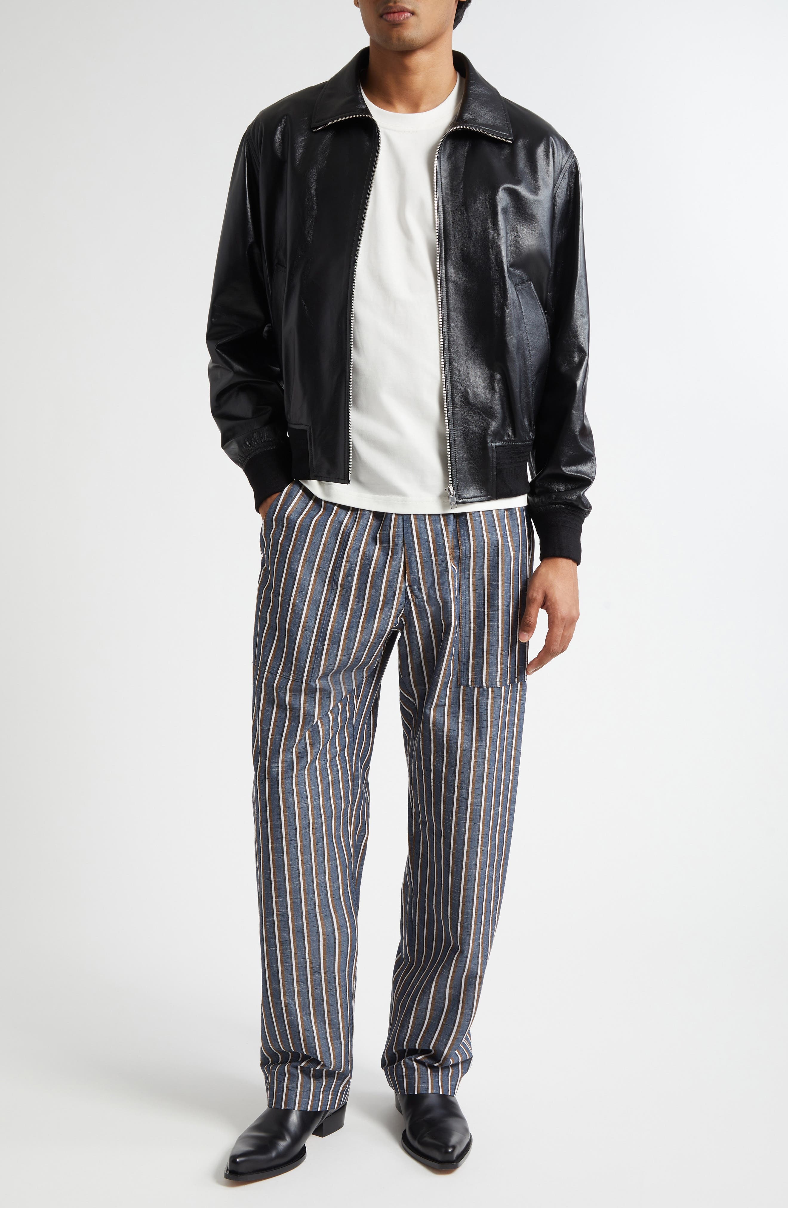 Bottega Veneta Lambskin Leather Blouson Jacket in 1000 Black at Nordstrom - 2