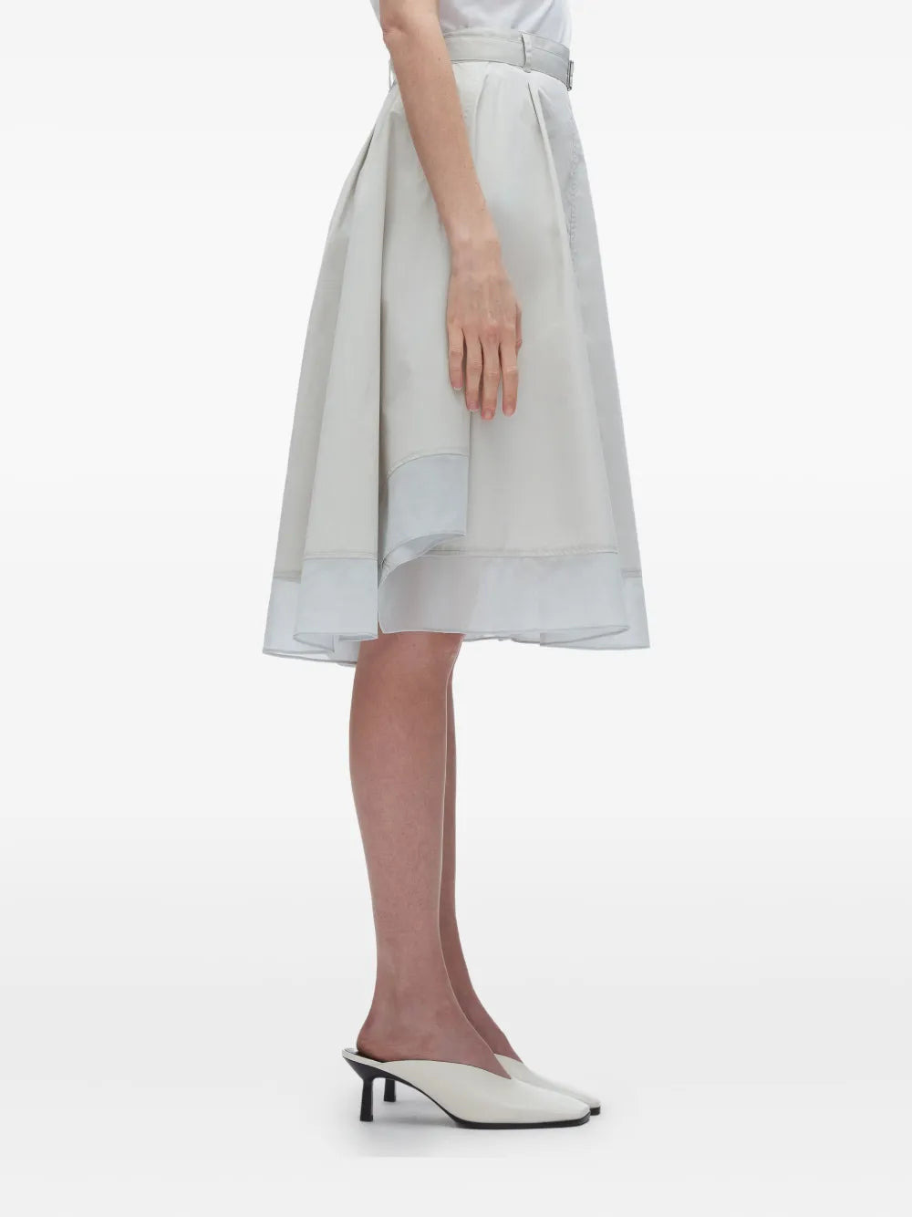 Belted Flounce Skirt With Chiffon Combo - 4
