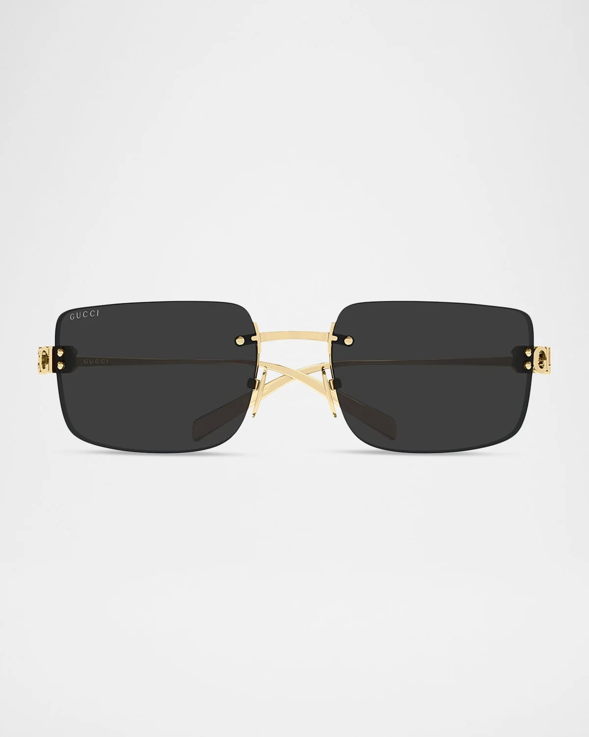 Logo 61mm Metal Rectangular Sunglasses - 1