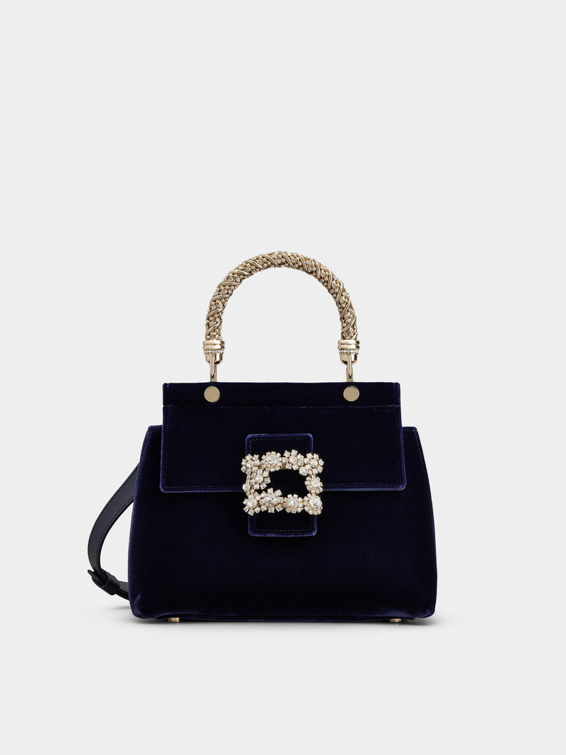 Viv' Cabas Jewel Flower Strass Buckle Mini Bag in Velvet 1