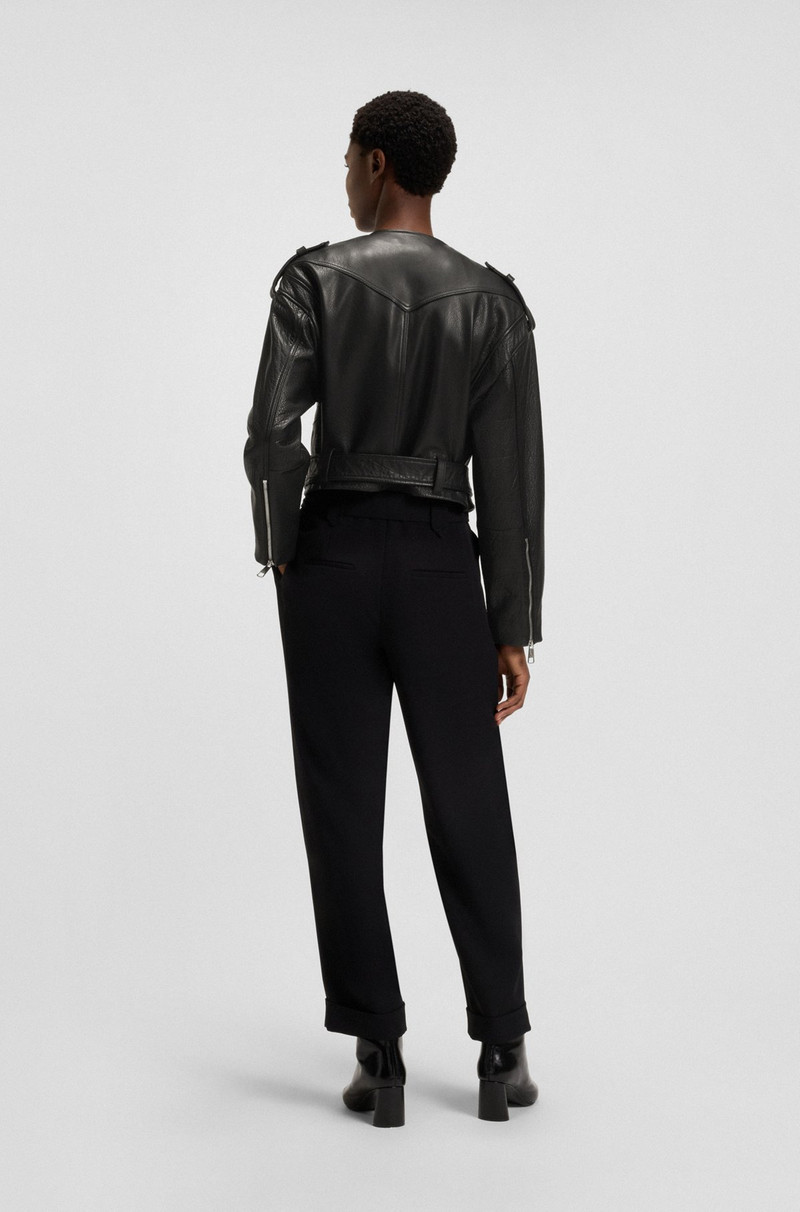 GRAINED-LEATHER BIKER JACKET WITH CROPPED LENGTH 4