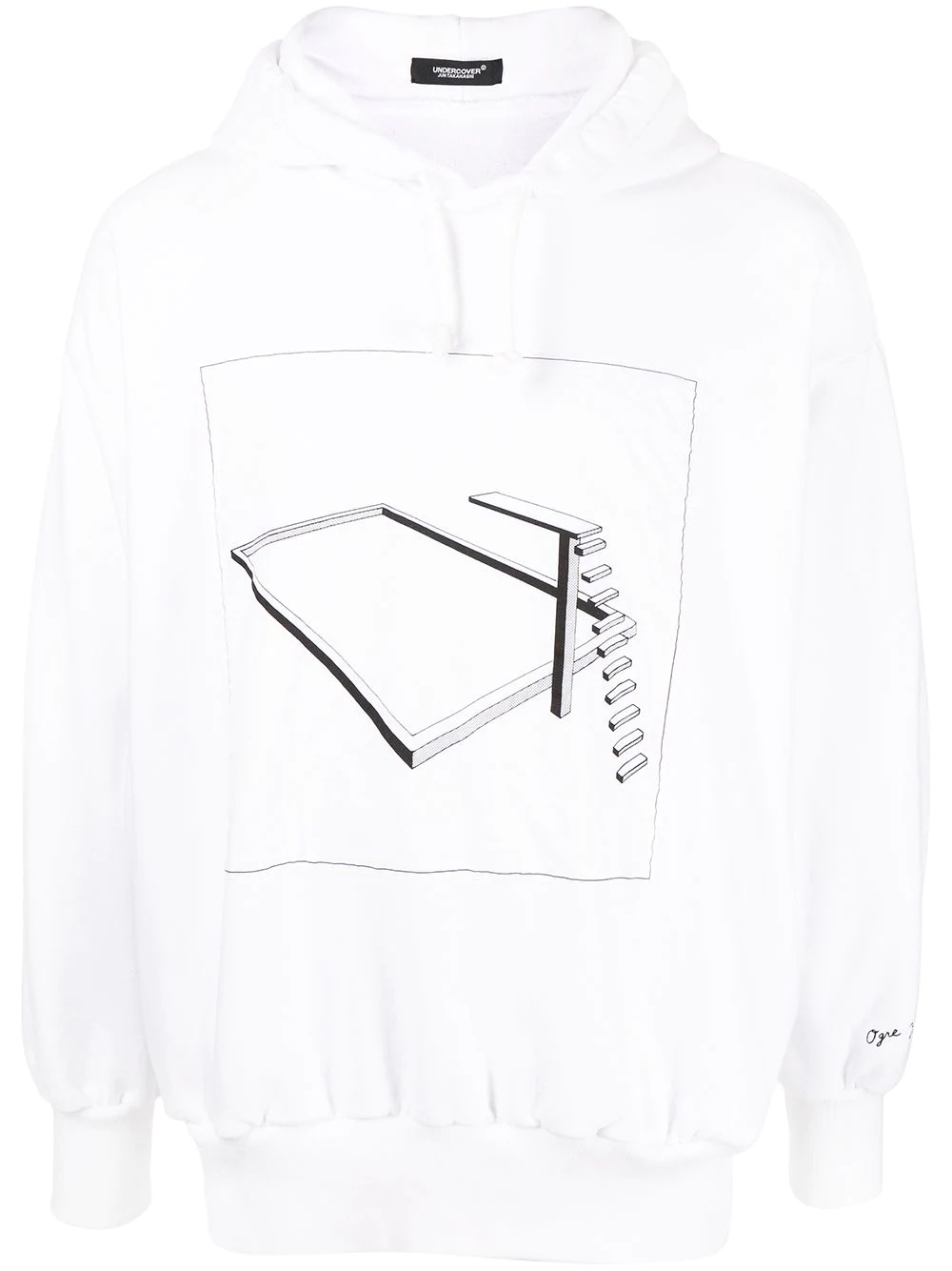 graphic print drawstring hoodie - 1