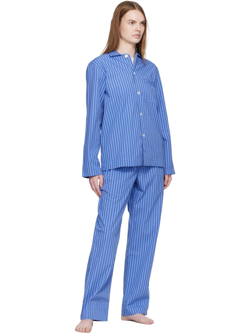 TEKLA Blue Poplin Long-Sleeved Pyjama Shirt outlook
