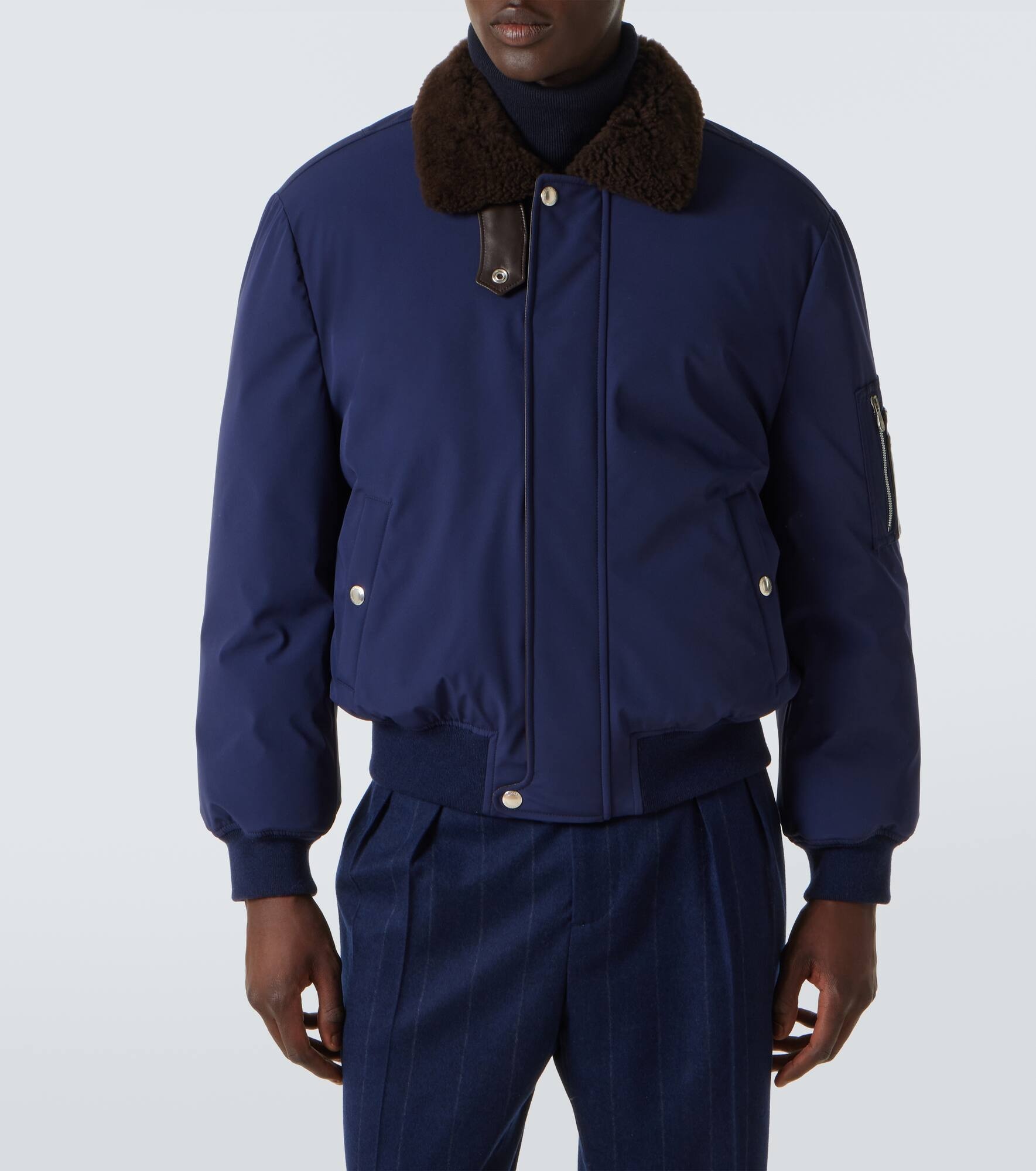 Shearling-trimmed bomber jacket - 3