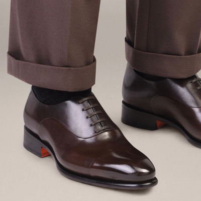 Santoni Men's polished brown leather Oxford shoe outlook