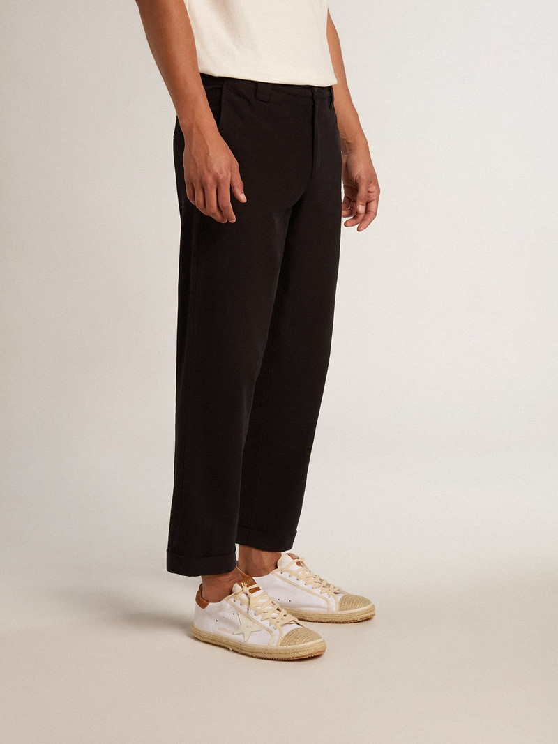 Golden Goose Black cotton gabardine chinos outlook