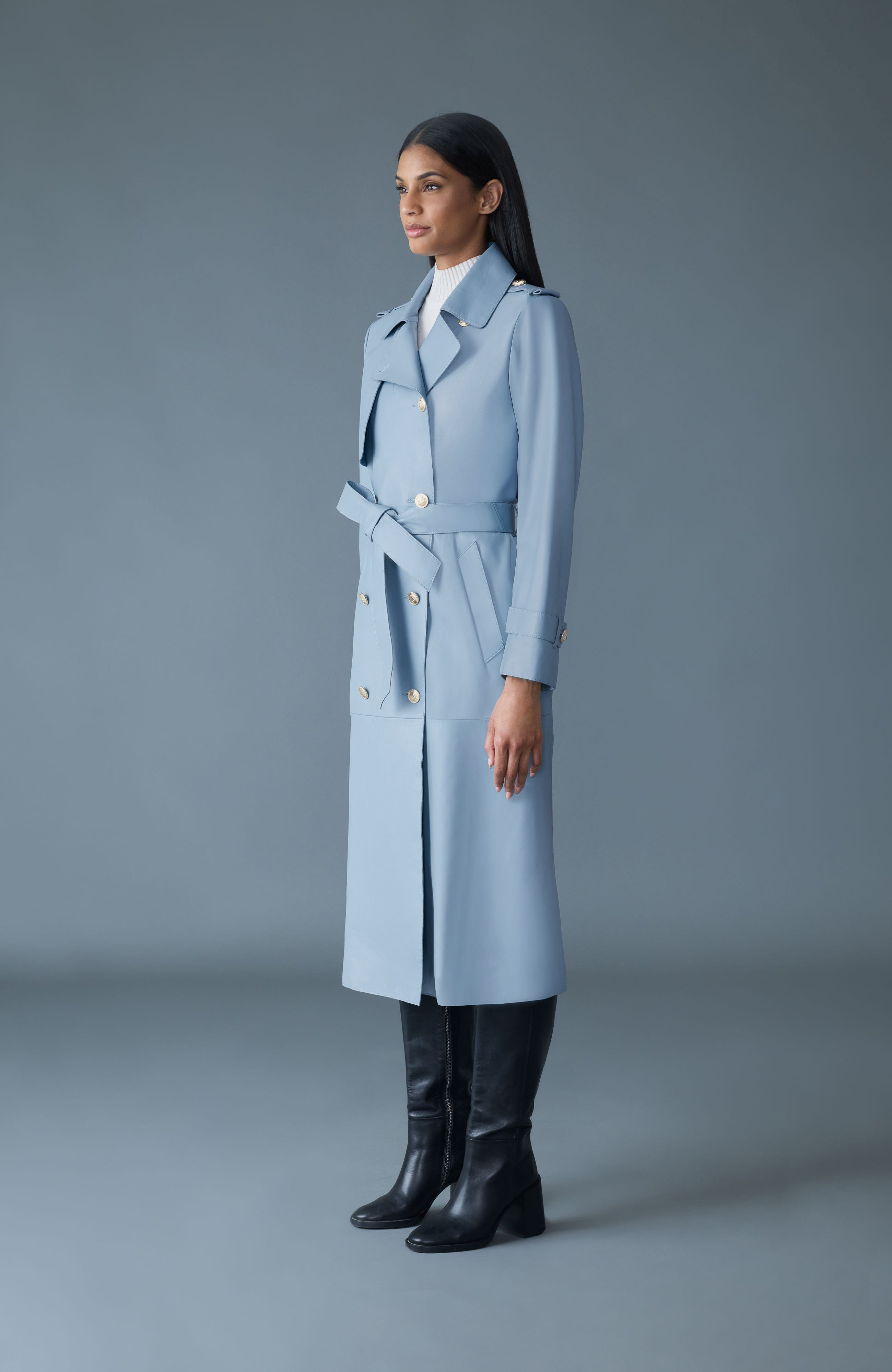 GAEL-V Maxi Leather Trench Coat - 3