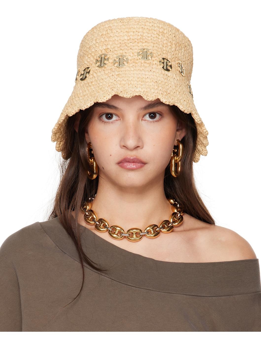 Beige Natural Raphia Beach Hat - 1