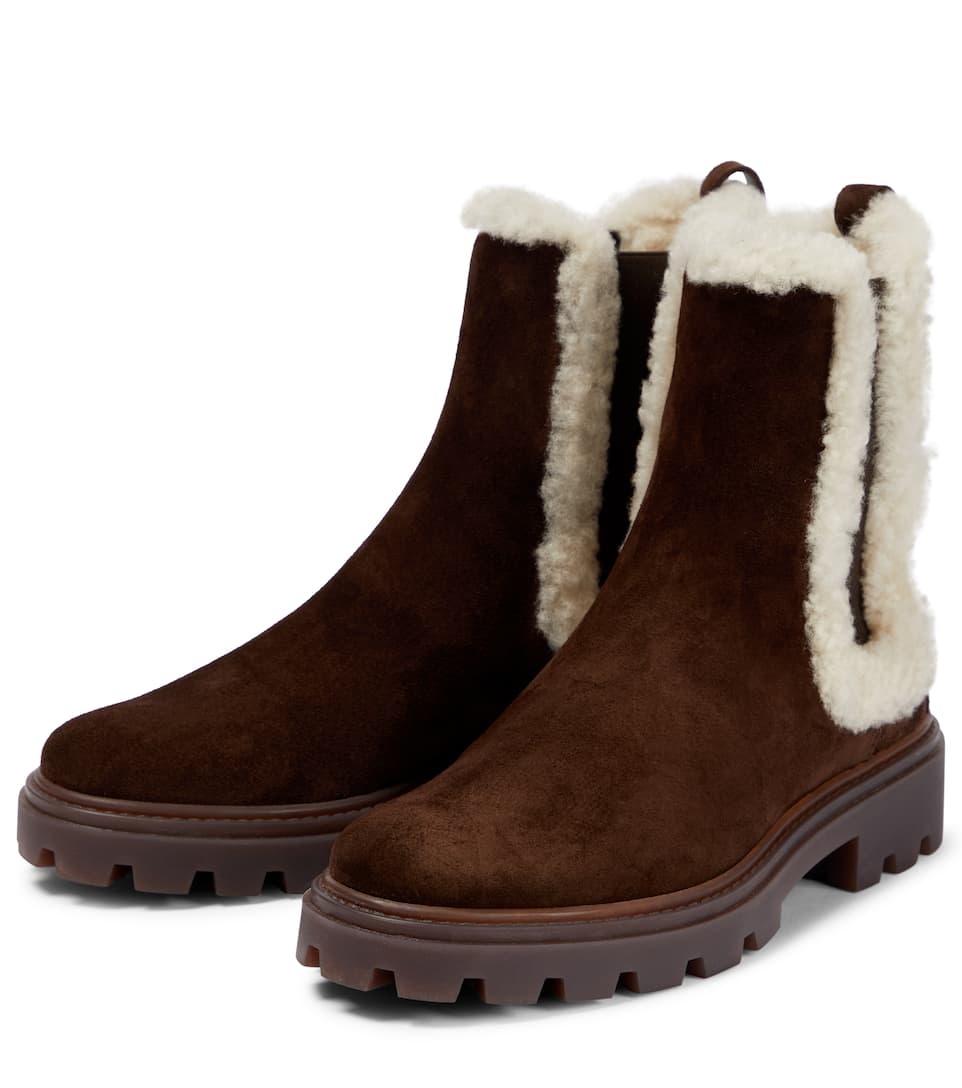 Shearling-trimmed suede Chelsea boots - 5