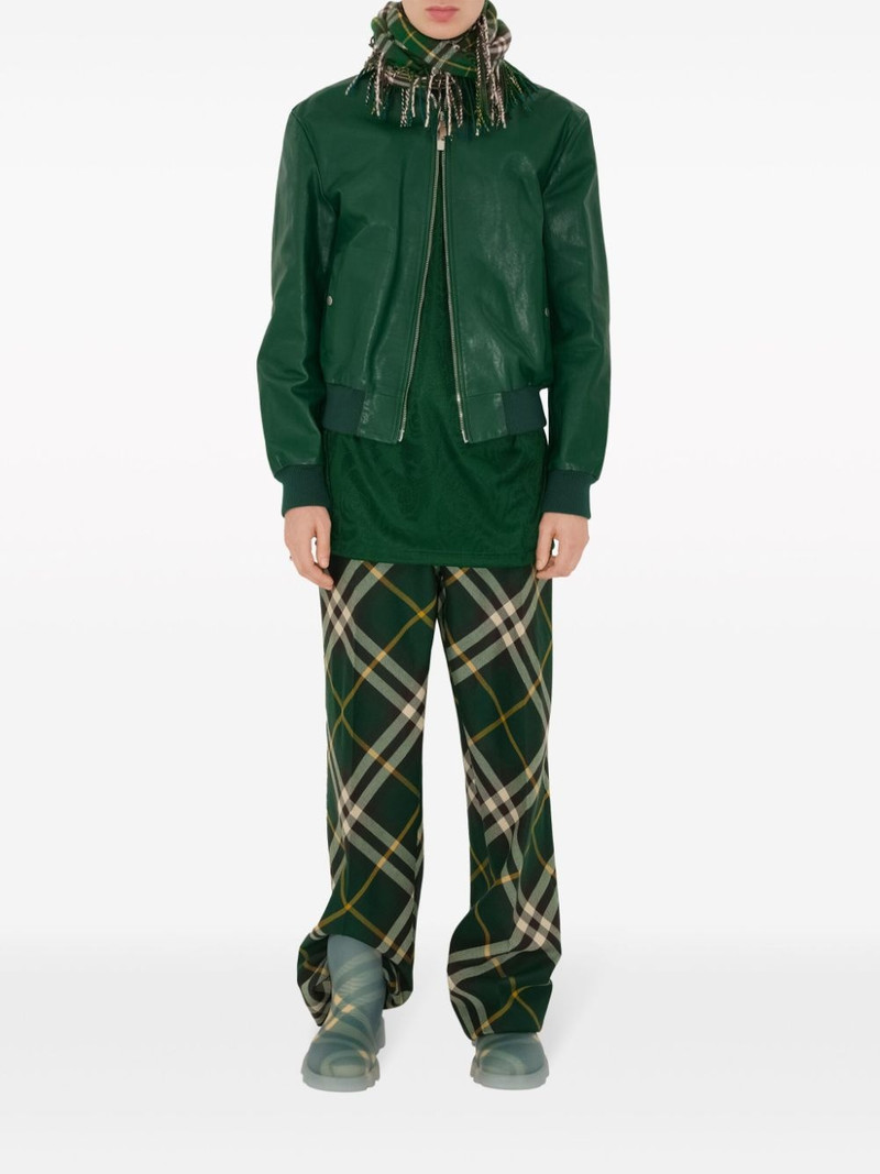 Burberry zipped leather bomber jacket outlook