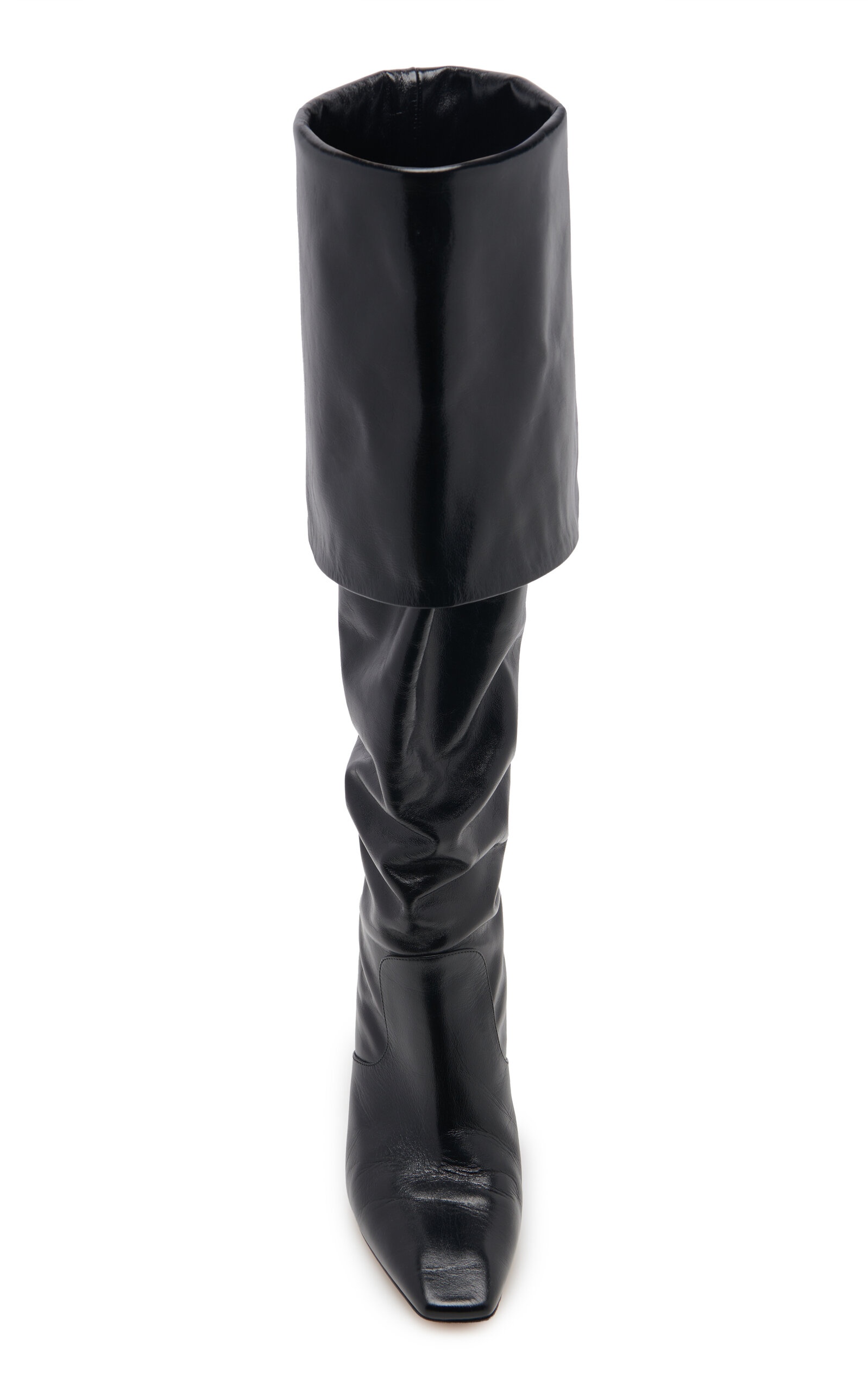 Georgia Fold-Over Leather Knee Boots black - 4